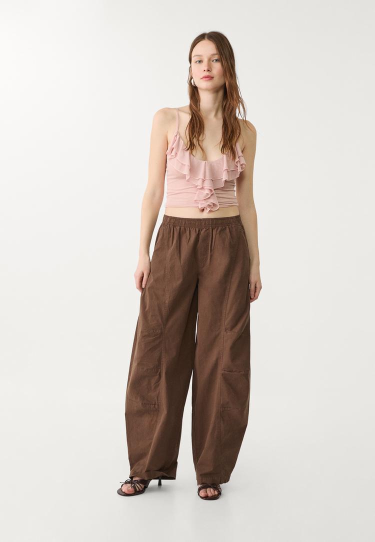 pantalon barrel costuras
