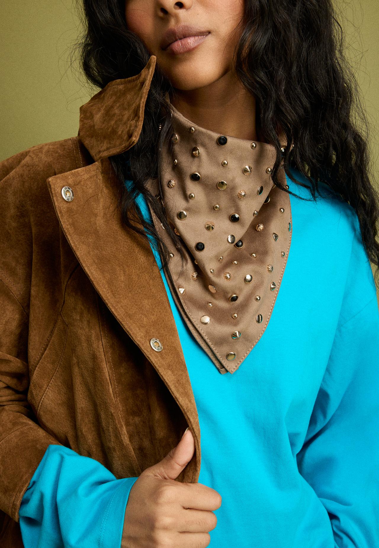 Studded bandana — Pale camel