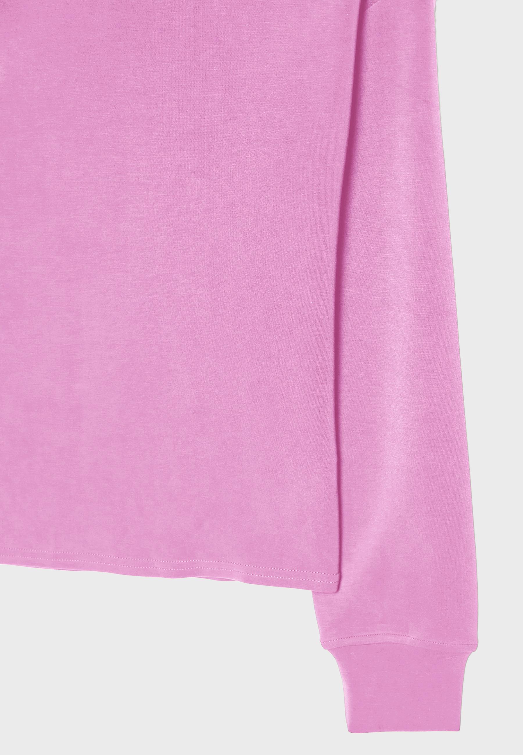 Soft-touch off-the-shoulder sweatshirt — Bubblegum pink