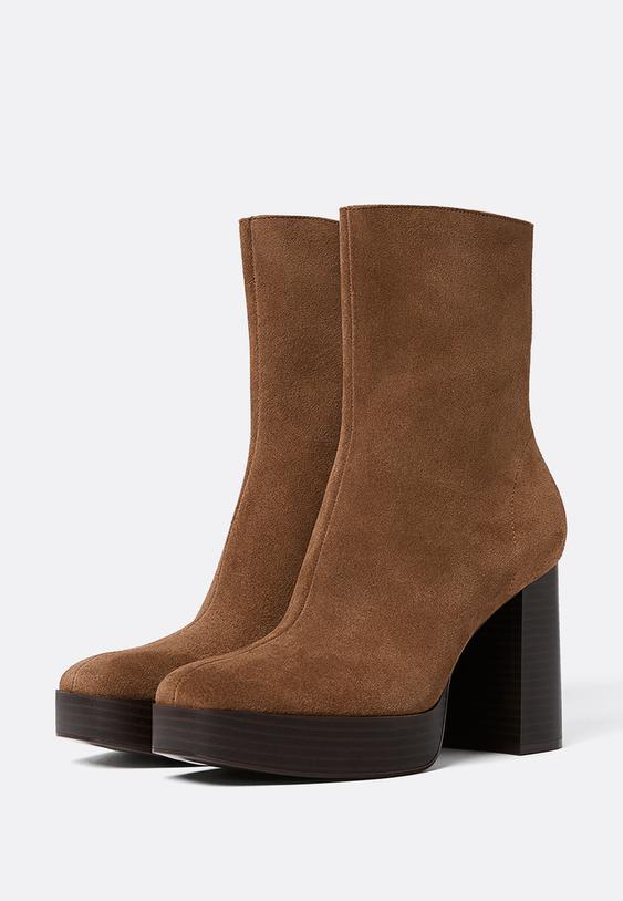 stivaletti con tacco in pelle