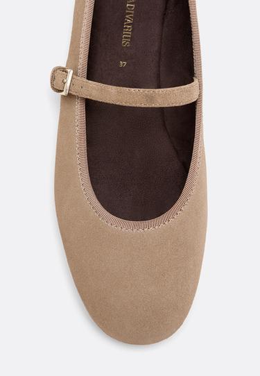 Leather Mary Jane ballet pumps — BEIGE 2