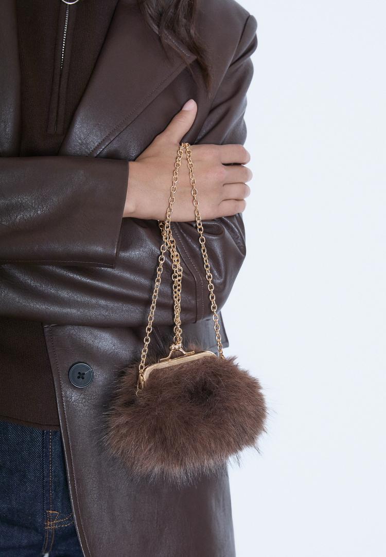 faux fur clutch bag