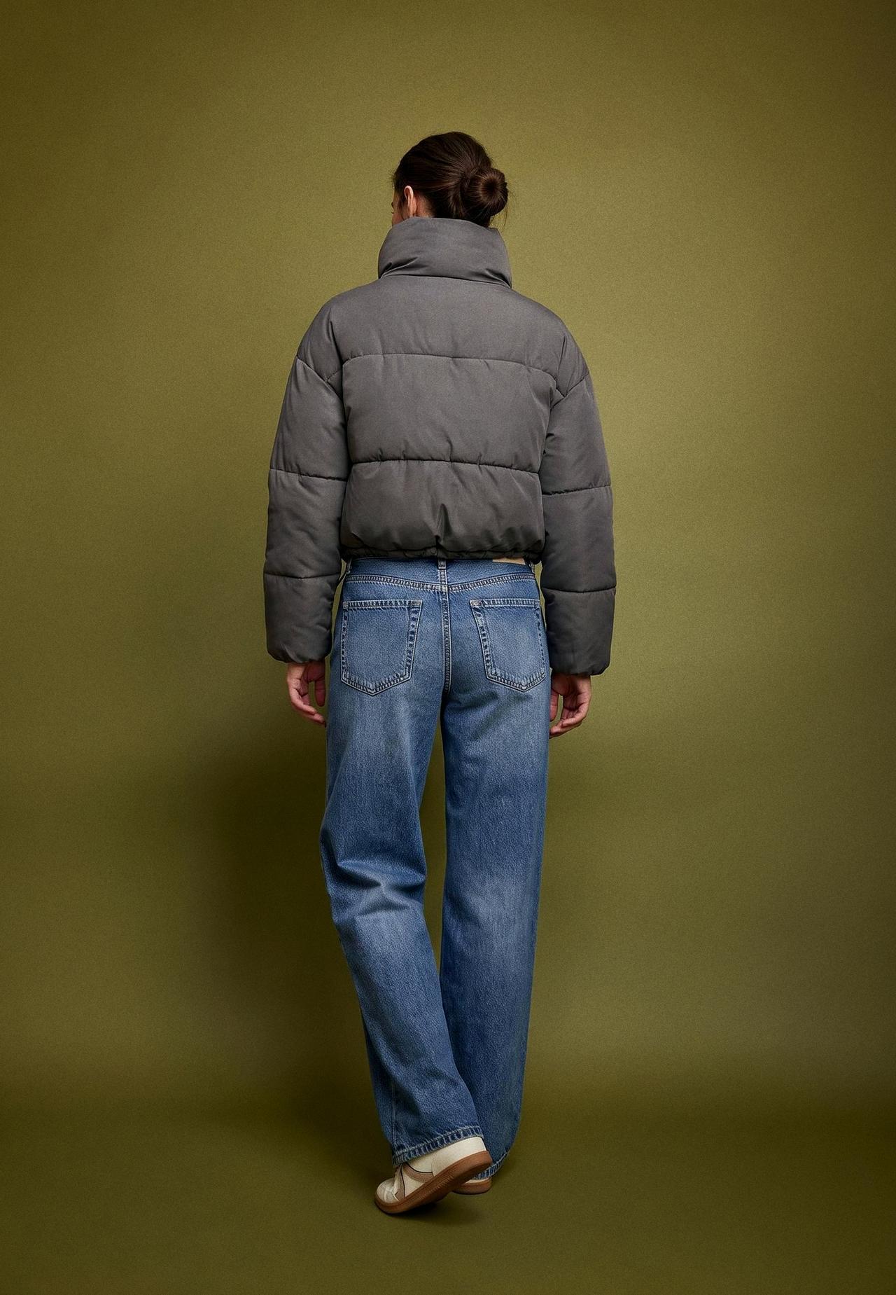 Basic hooded puffer jacket — Dark grey