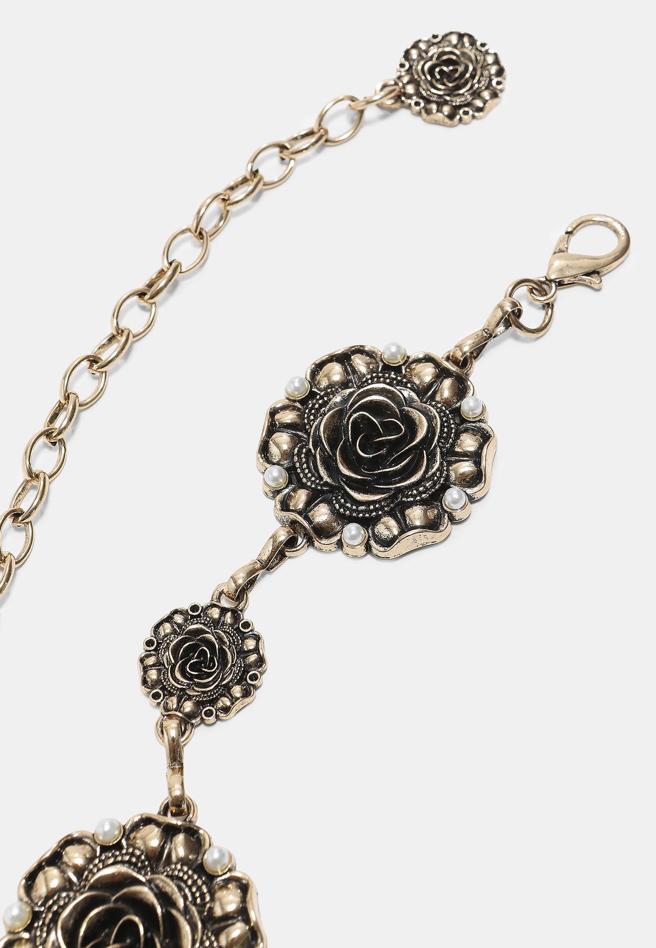 Metal rosette belt — Gold