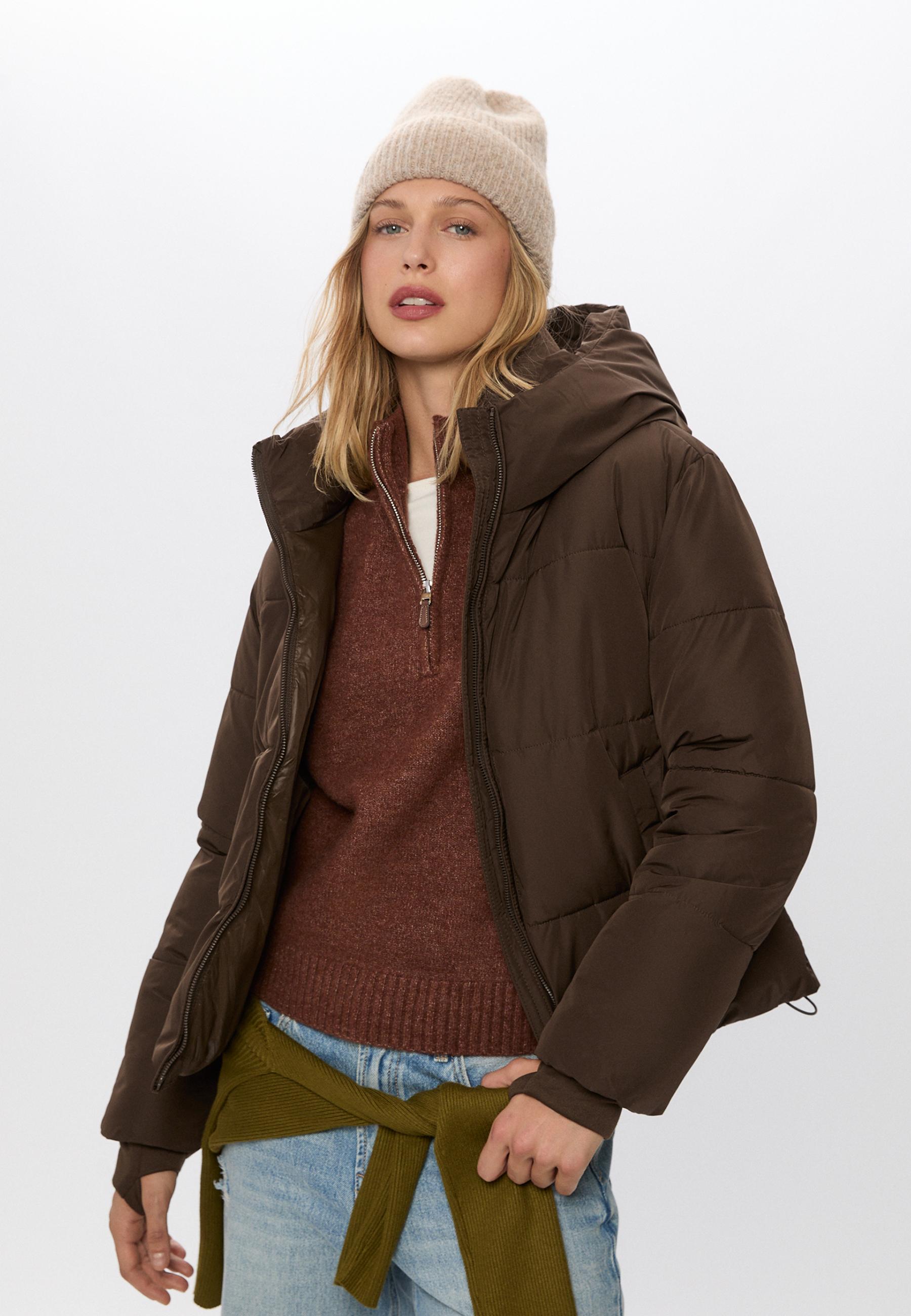 Hooded padded jacket — Brown