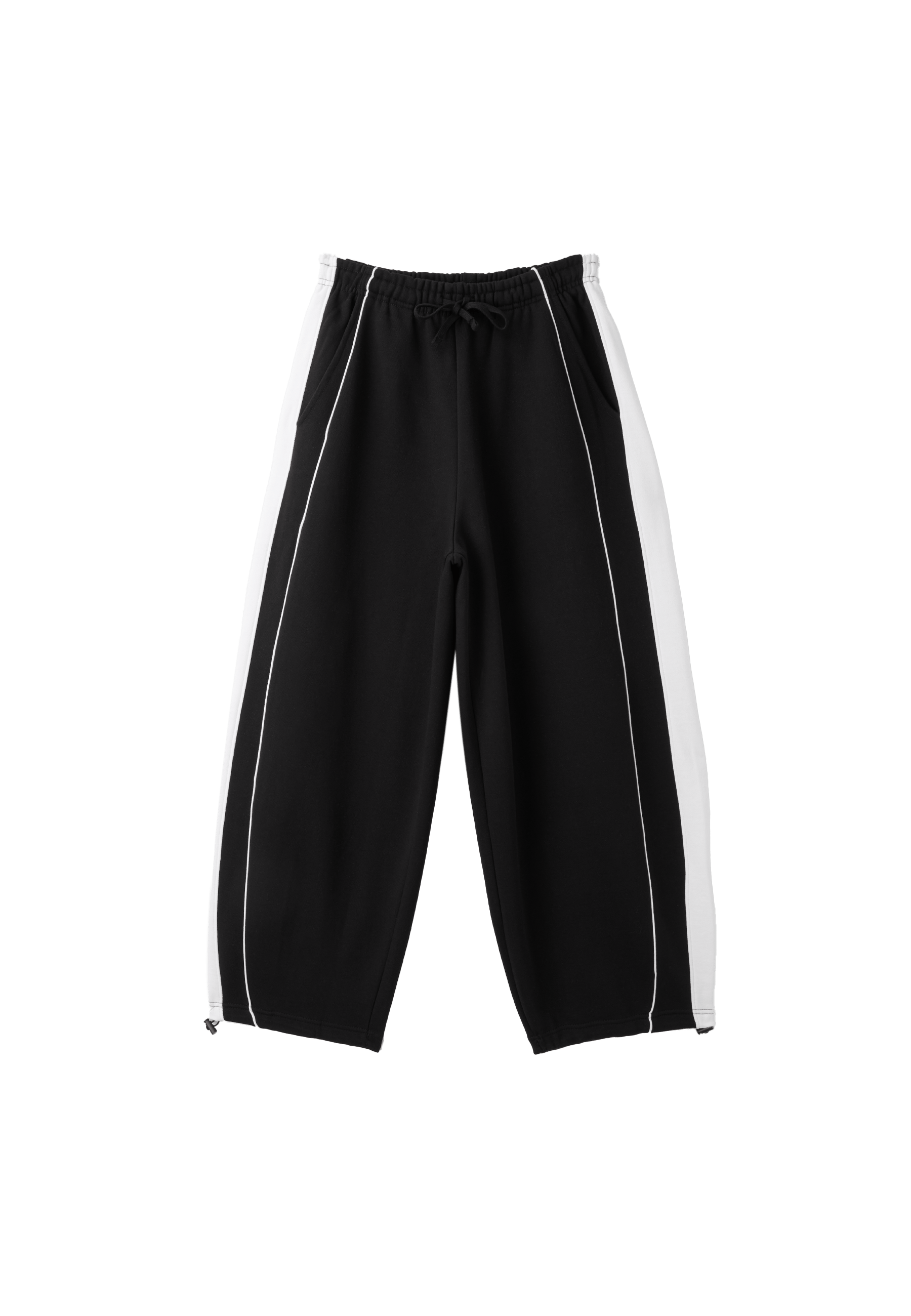 Plush contrast-side band joggers with toggles — Black