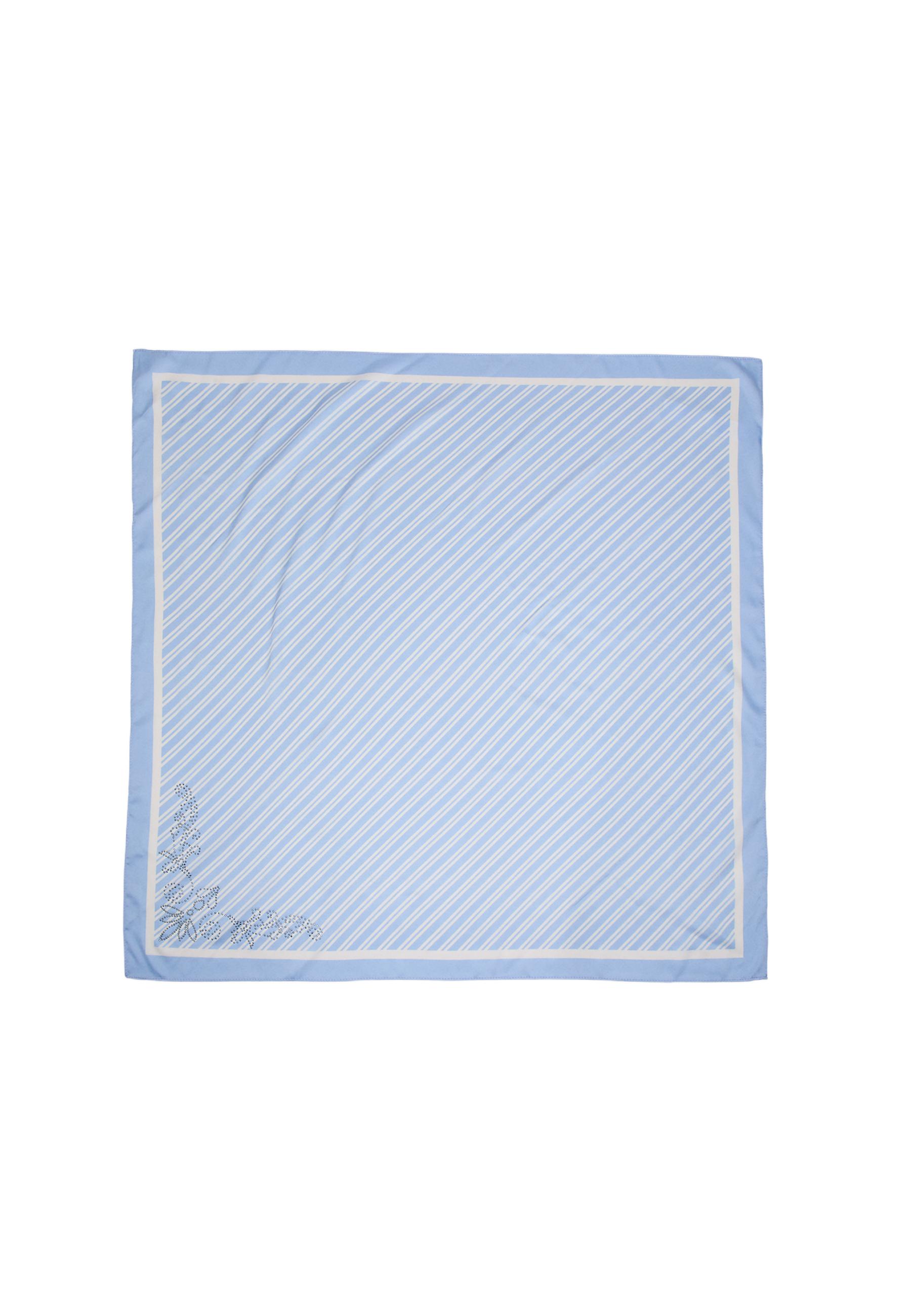 Diagonal striped scarf with bits — Sky blue