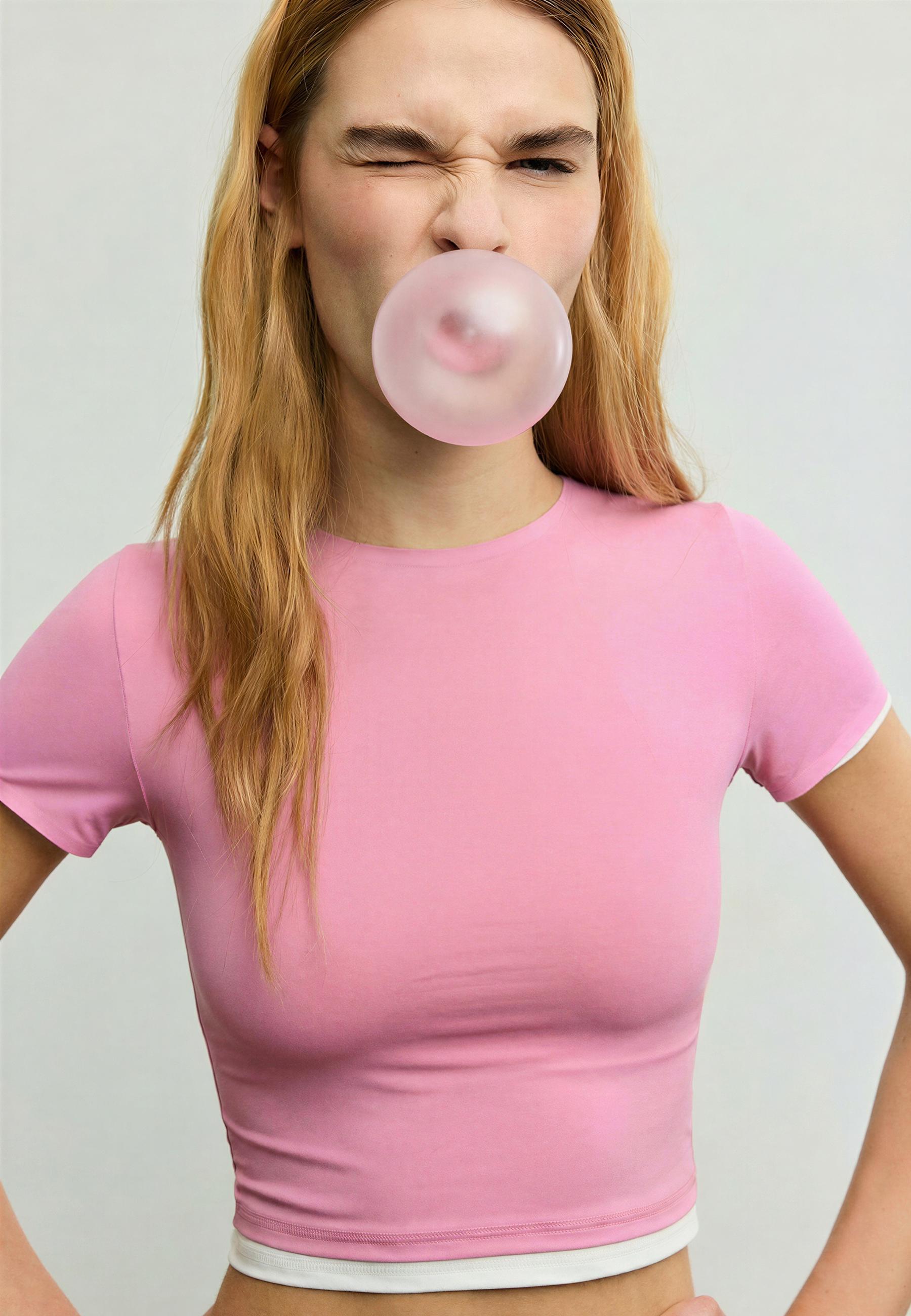Basic polyamide T-shirt — Bubblegum pink