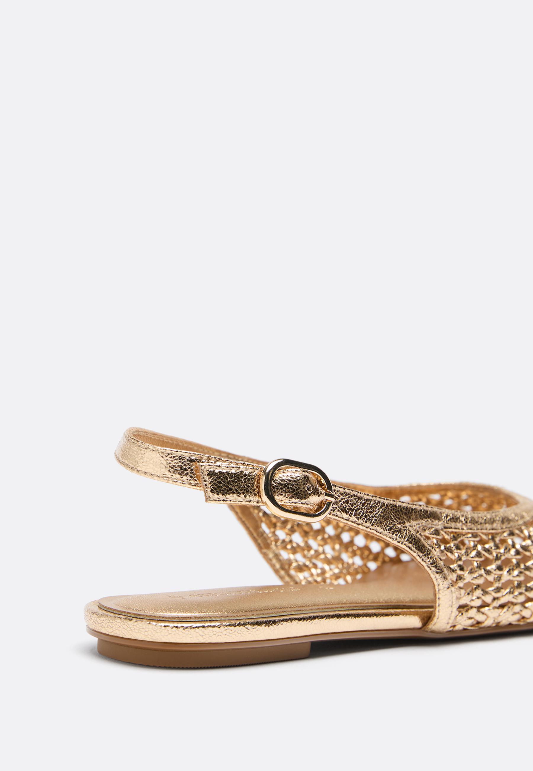 Braided slingback ballerina flats — GOLD
