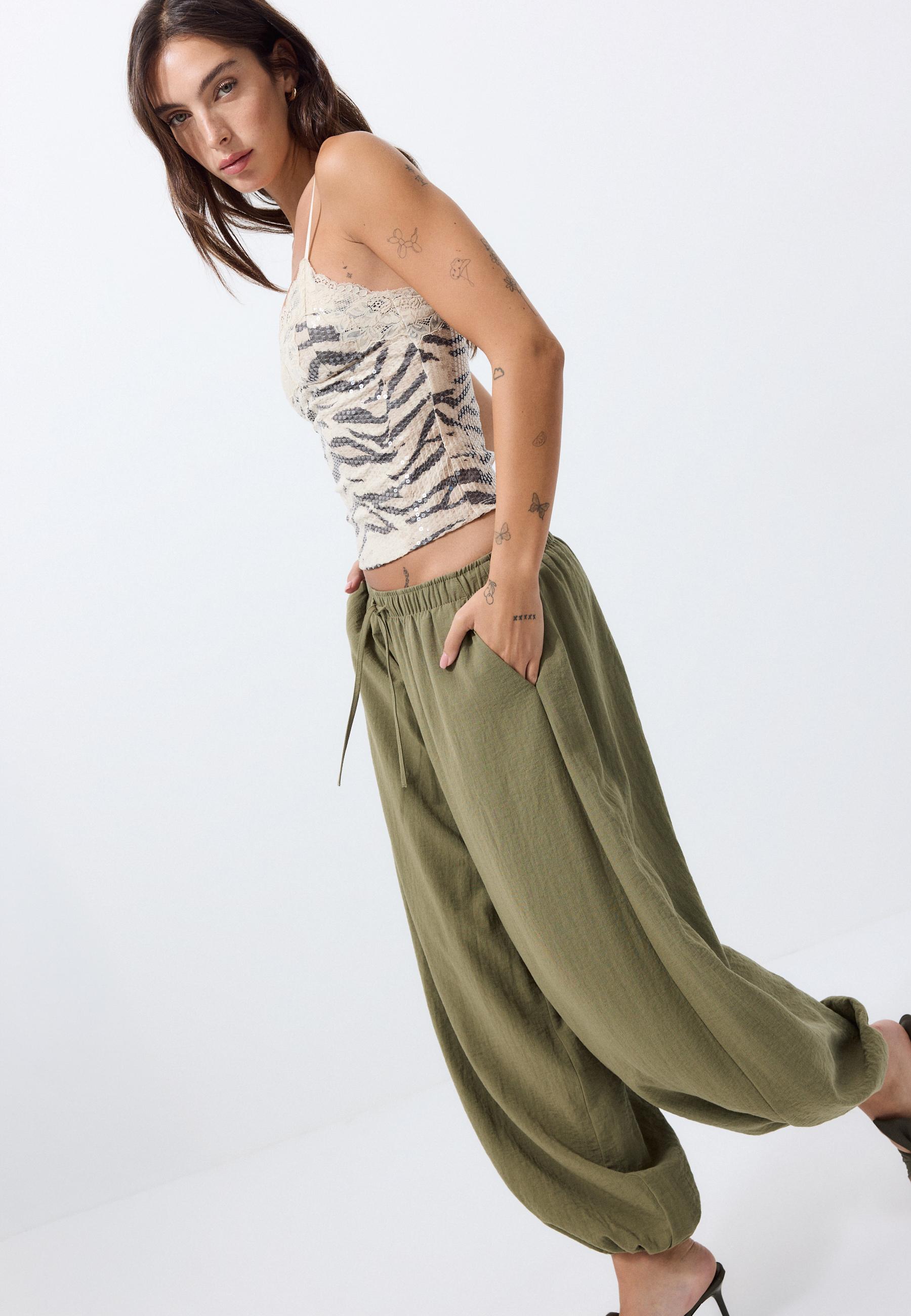 Flowy sarouel trousers — Khaki