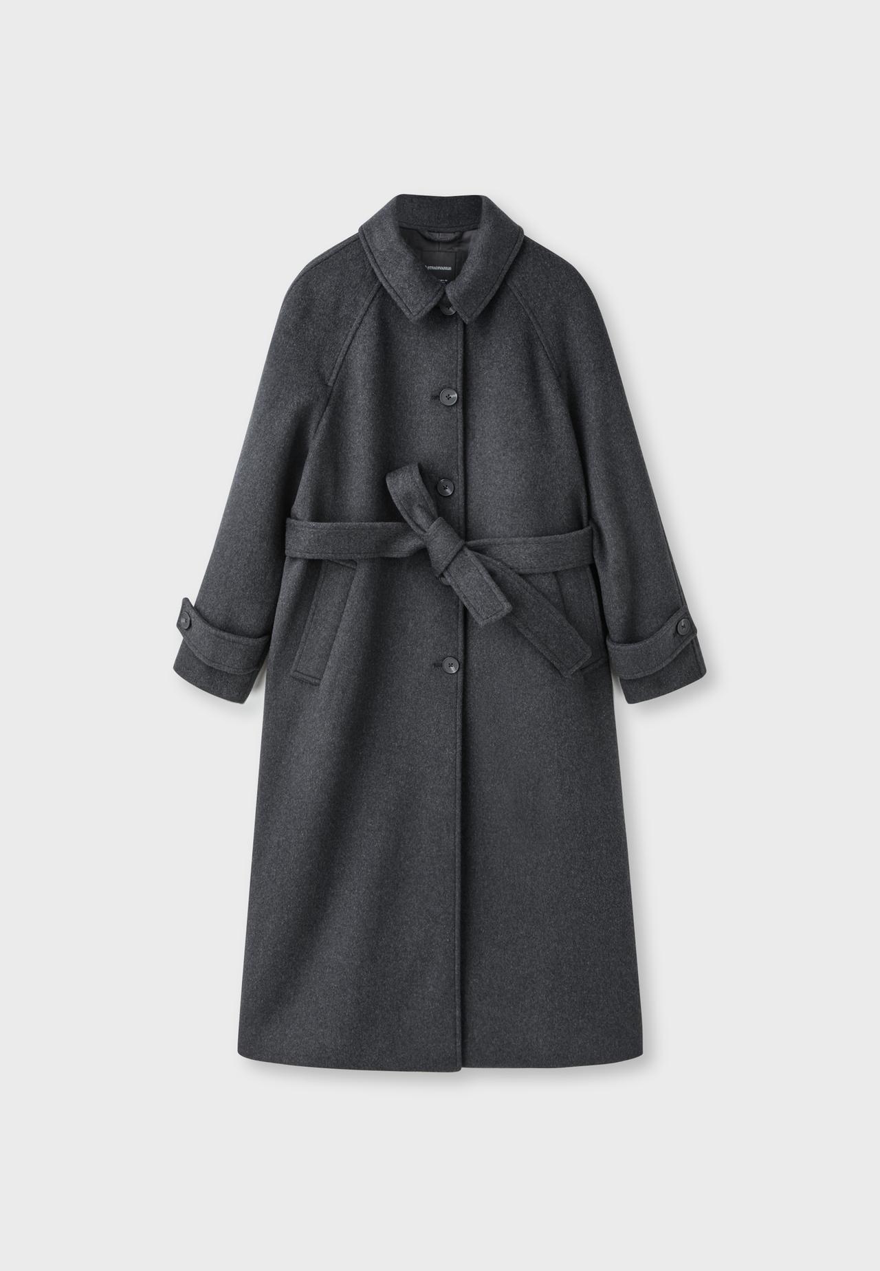 Long buttoned wool coat — Dark grey
