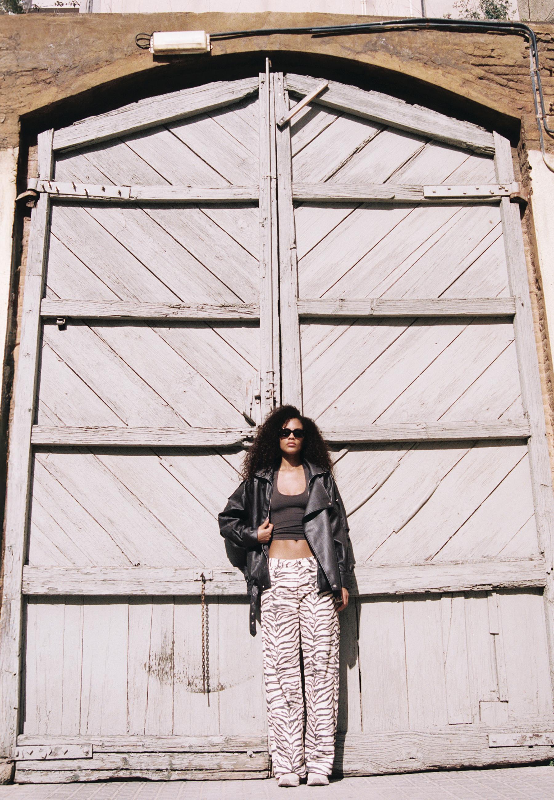 Oversize suni deri ceket - Görsel 4