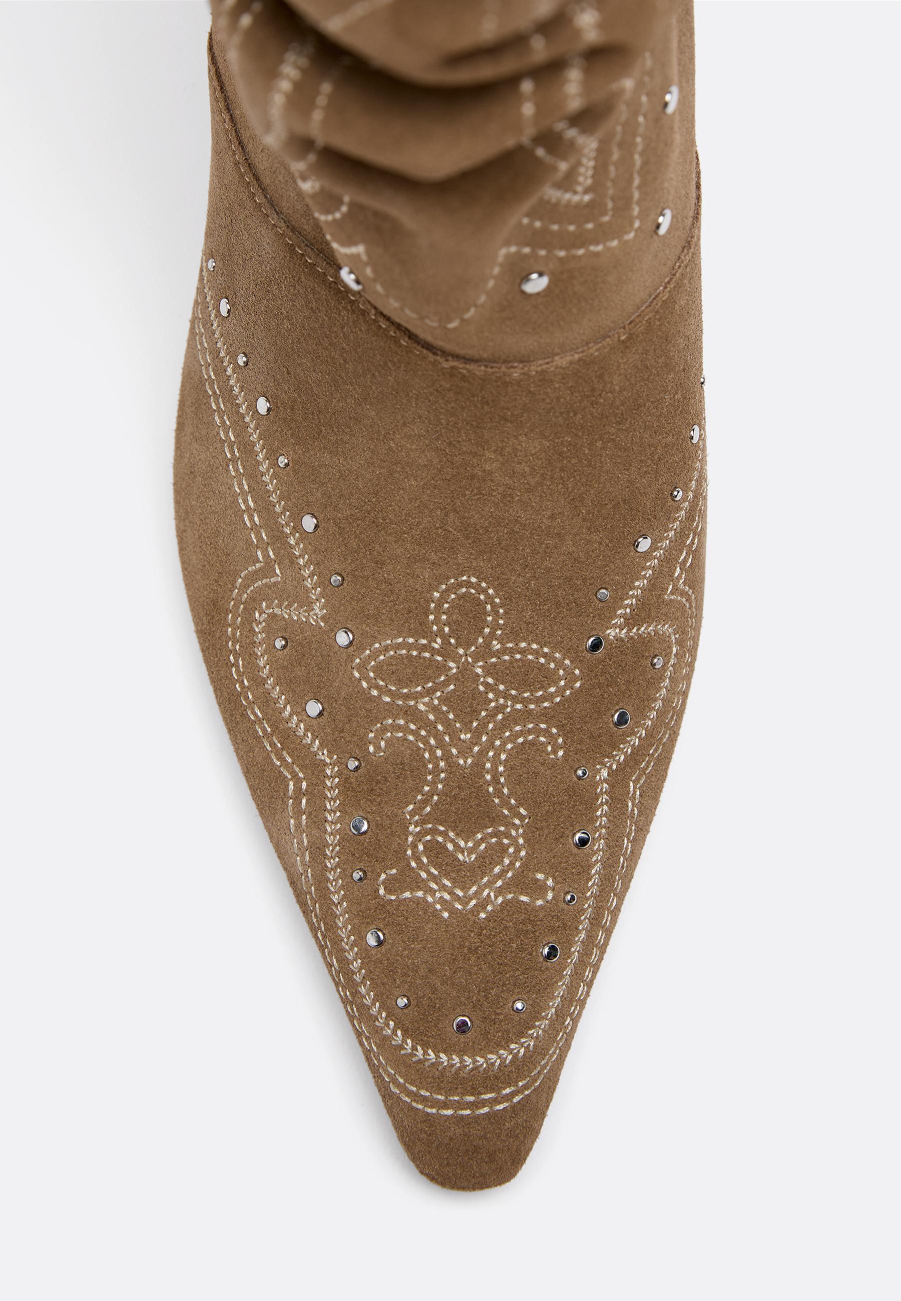 Leather wedge heel boots — BEIGE
