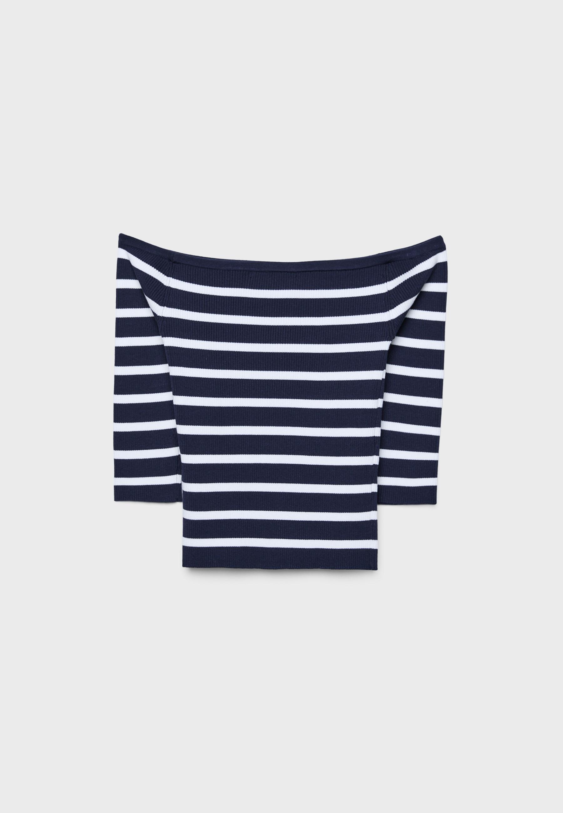 Fitted striped knit jumper — Dark blue