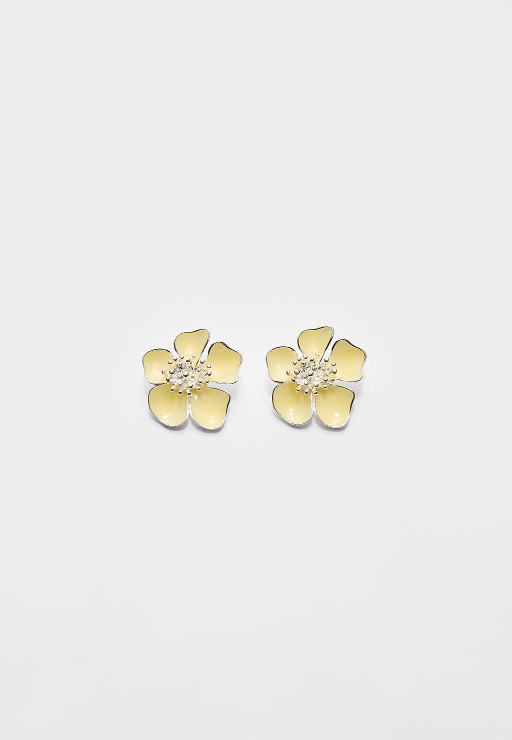 Enamelled flower earrings