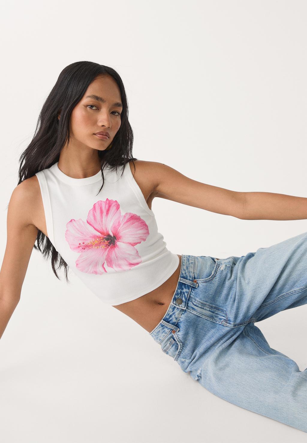 Racer T-shirt hibiscus