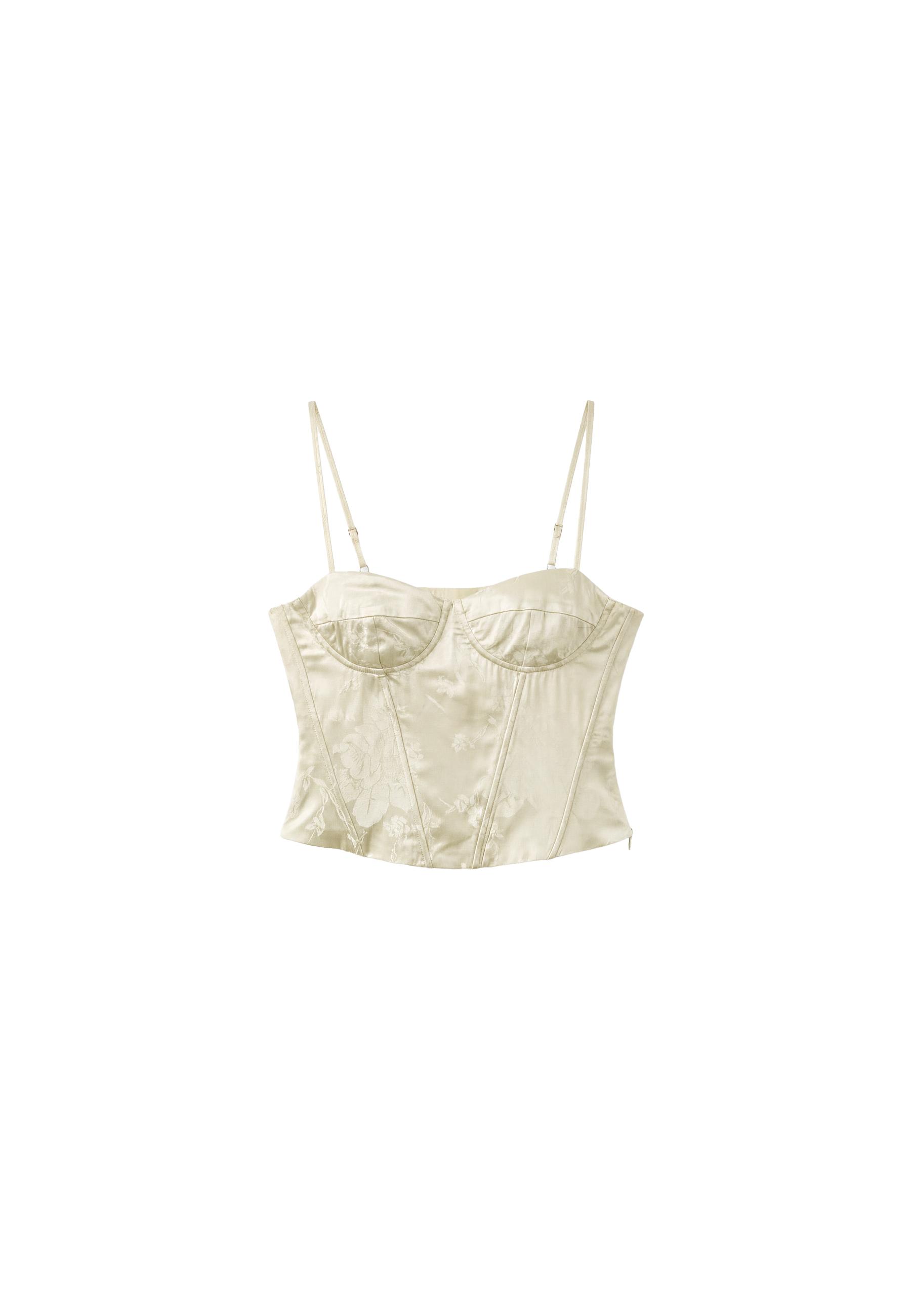 Jacquard corset top — Ecru