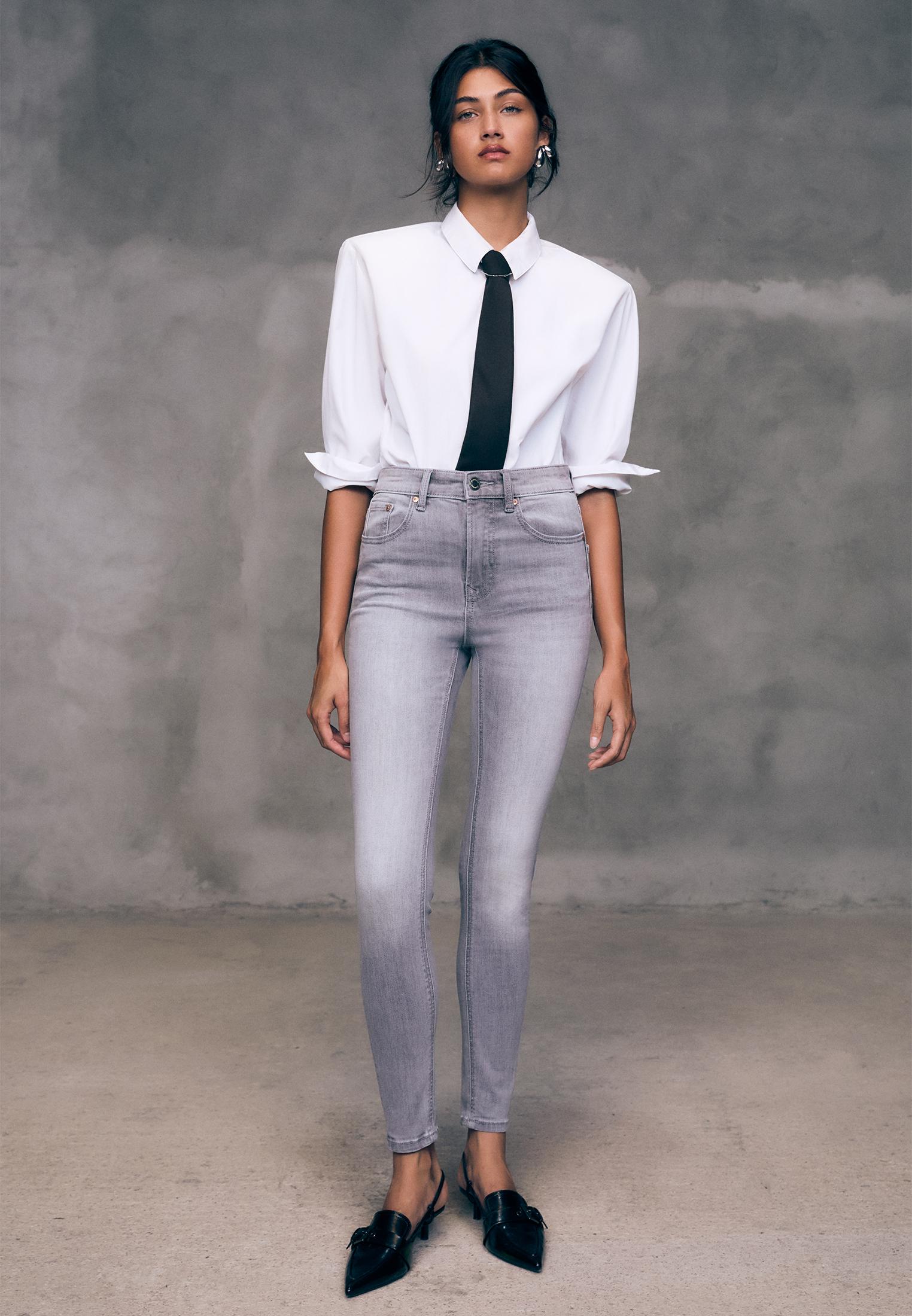 D07 High-waist skinny jeans — DARK GREY DENIM WASH