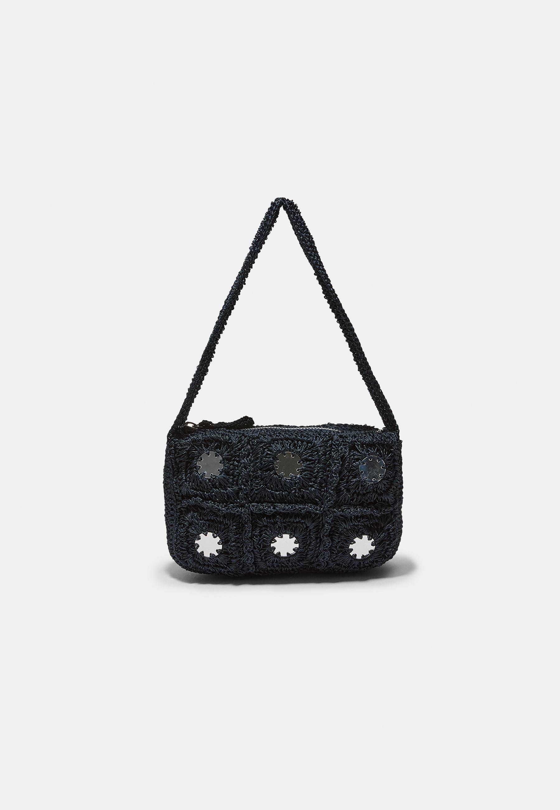 Stradivarius Τσάντα Ώμου Κροσέ Καθρέφτες Navy Blue Os