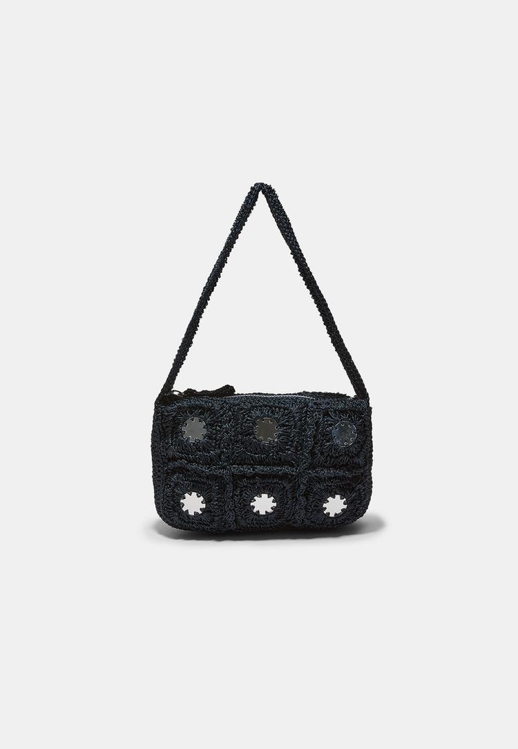 Stradivarius Geantă De Umăr Croșetată Cu Oglinzi Bleumarin Os