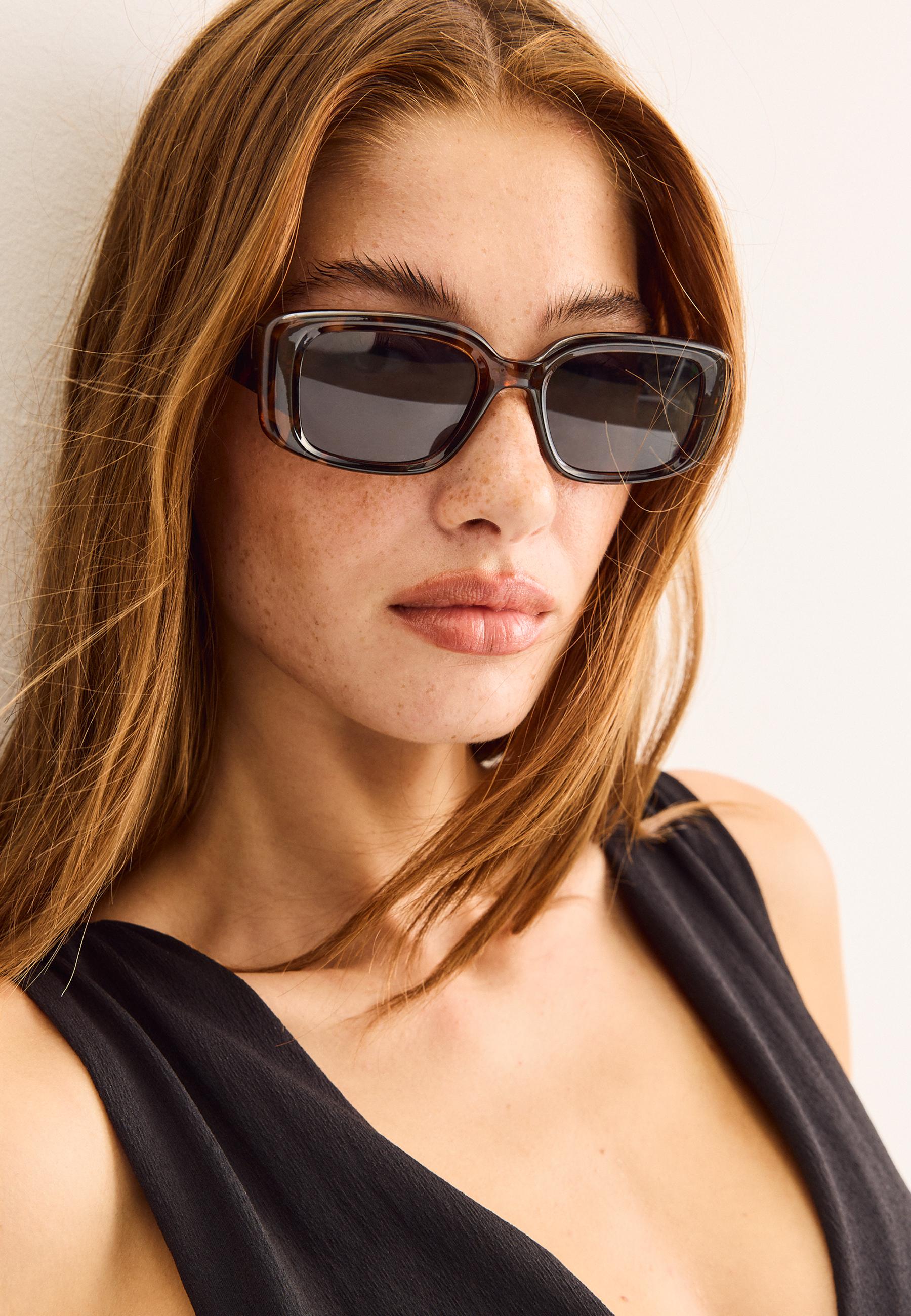 Tortoiseshell rectangular sunglasses — Brown