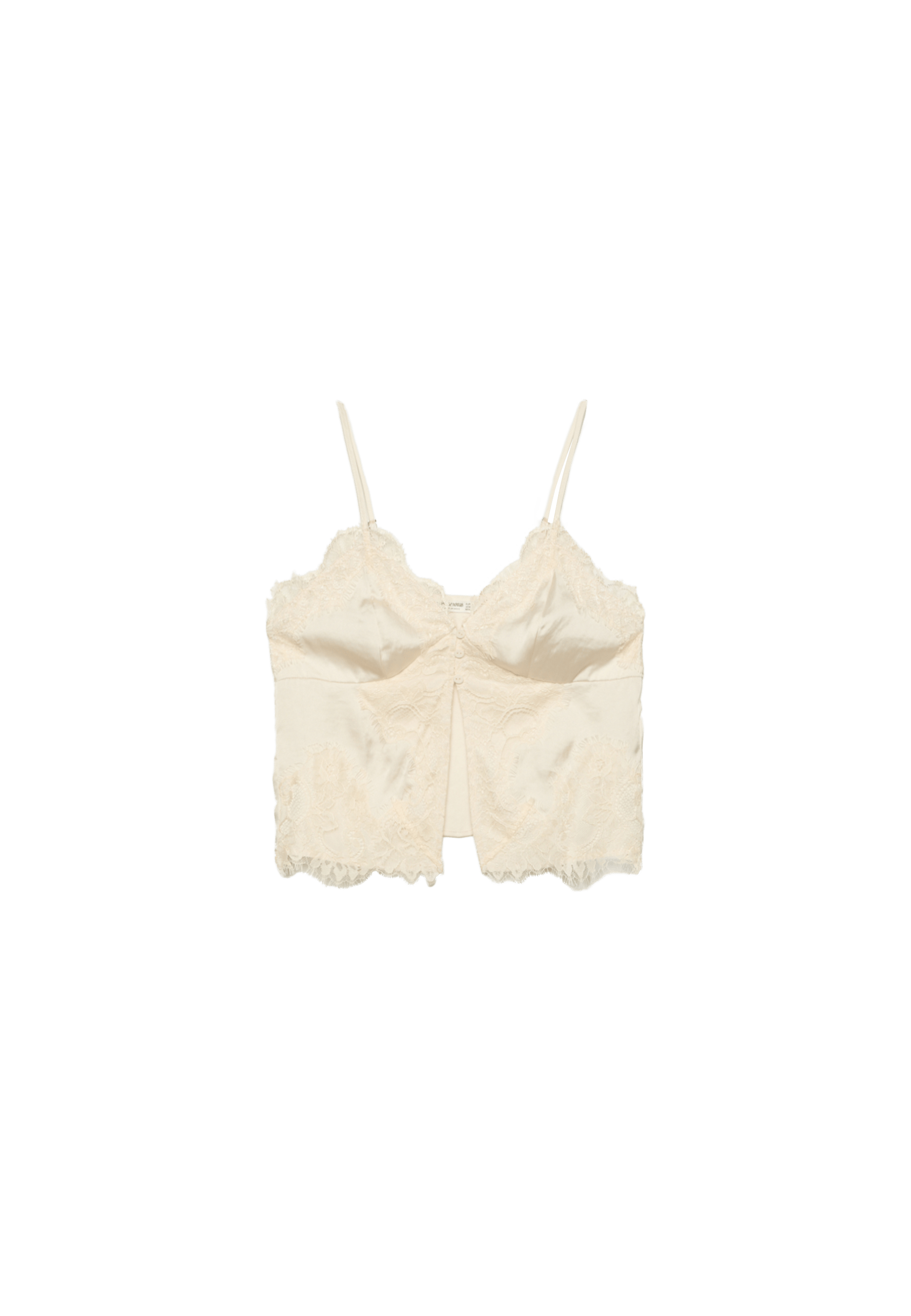 Strappy satin lace top — Ecru