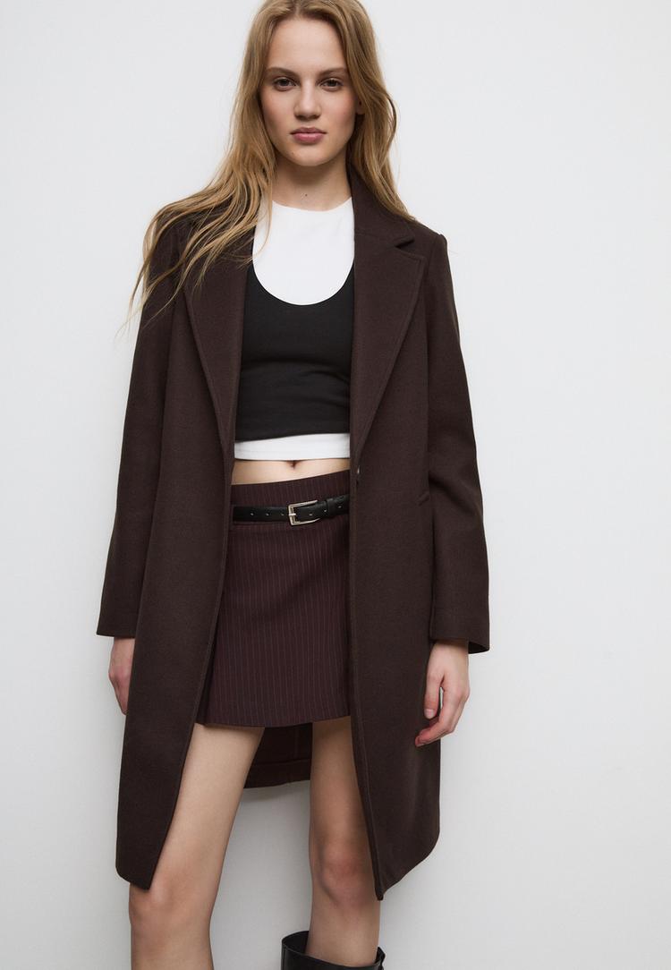 abrigo midi boton tacto suave