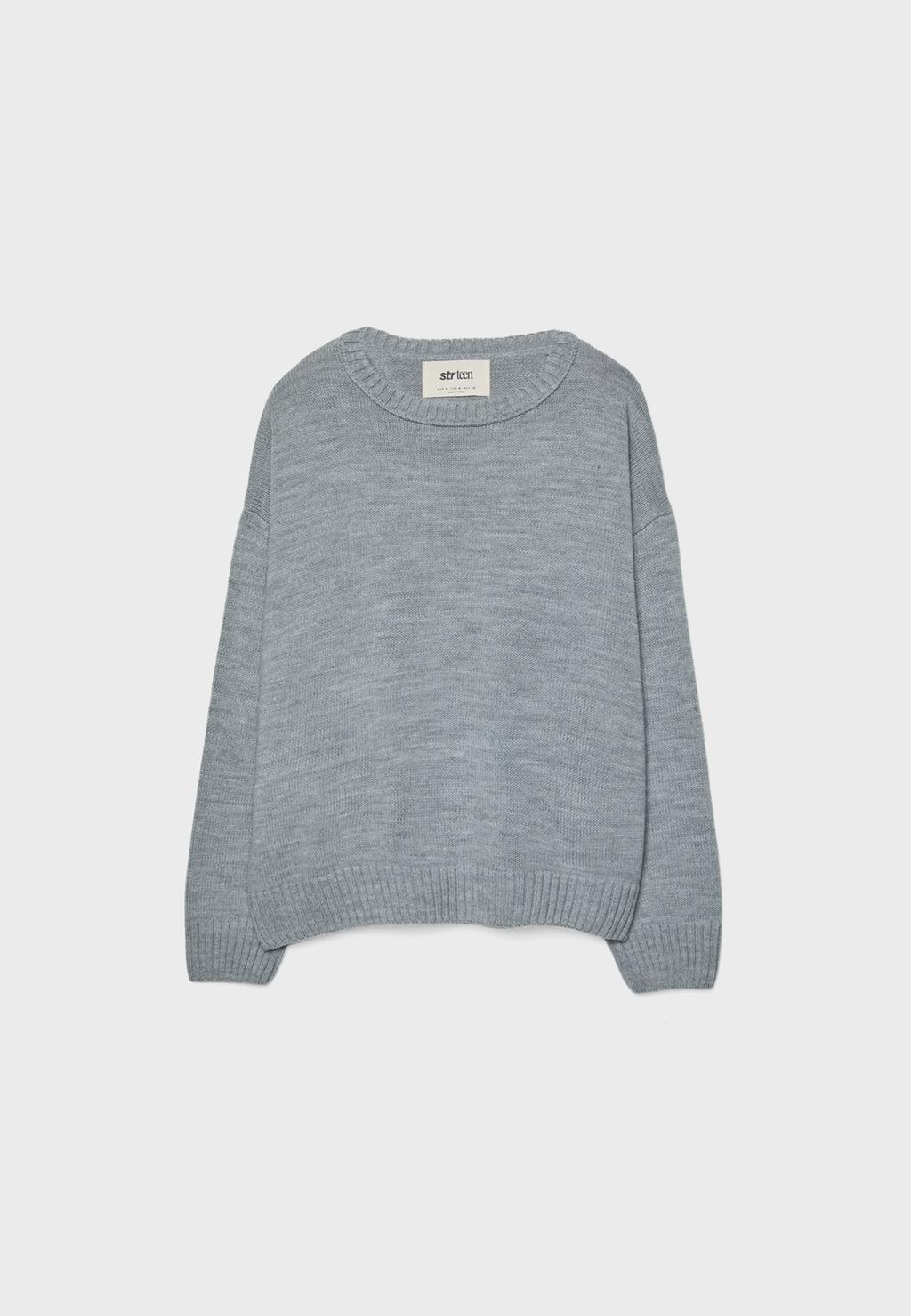 Sweter z dzianiny z okrągłym dekoltem