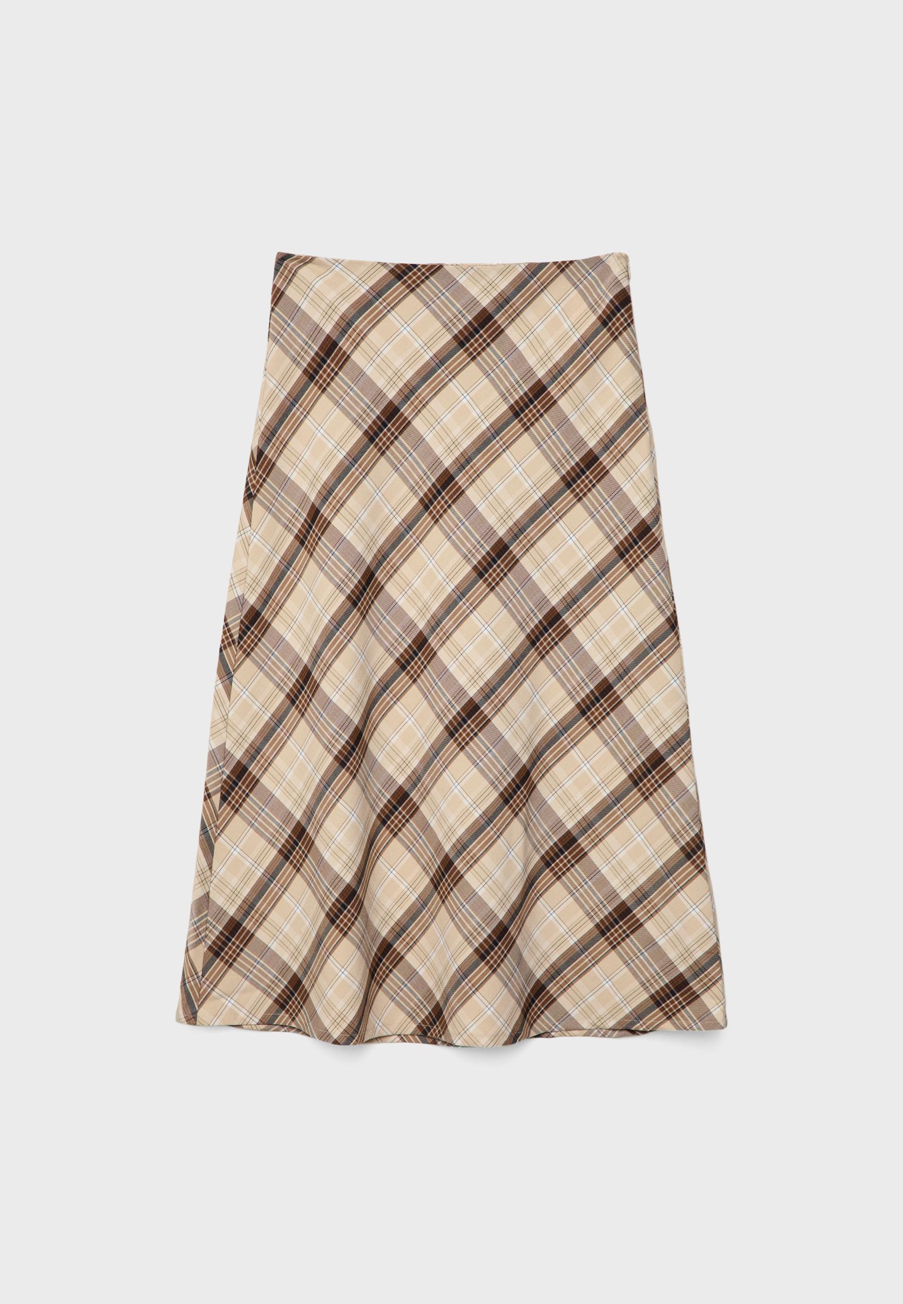 Plaid skirt beige best sale