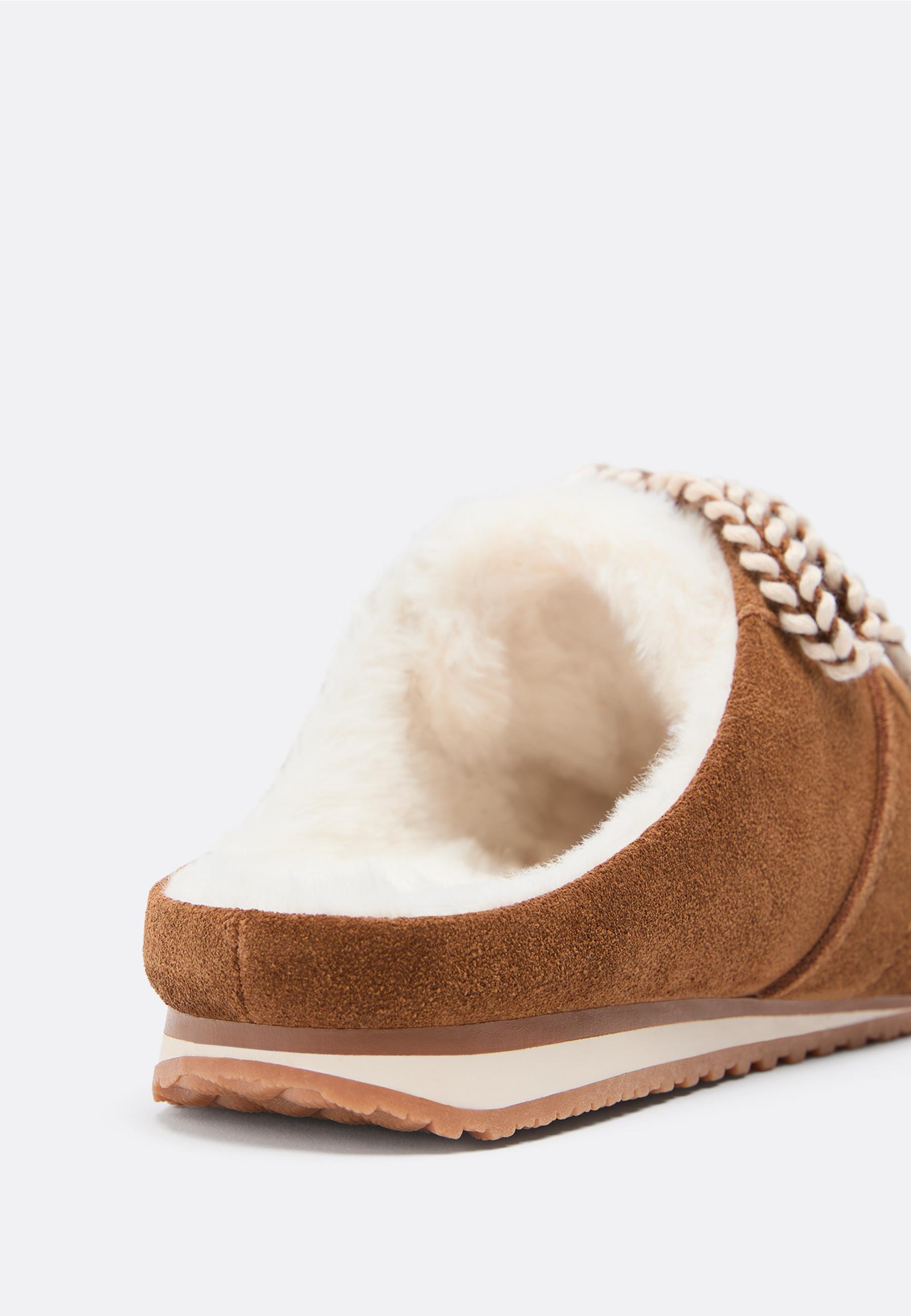 Leather mule trainers — BROWN