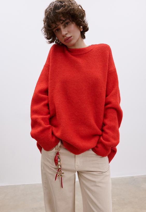 Stradivarius Love Lips Charm Keyring Red Os