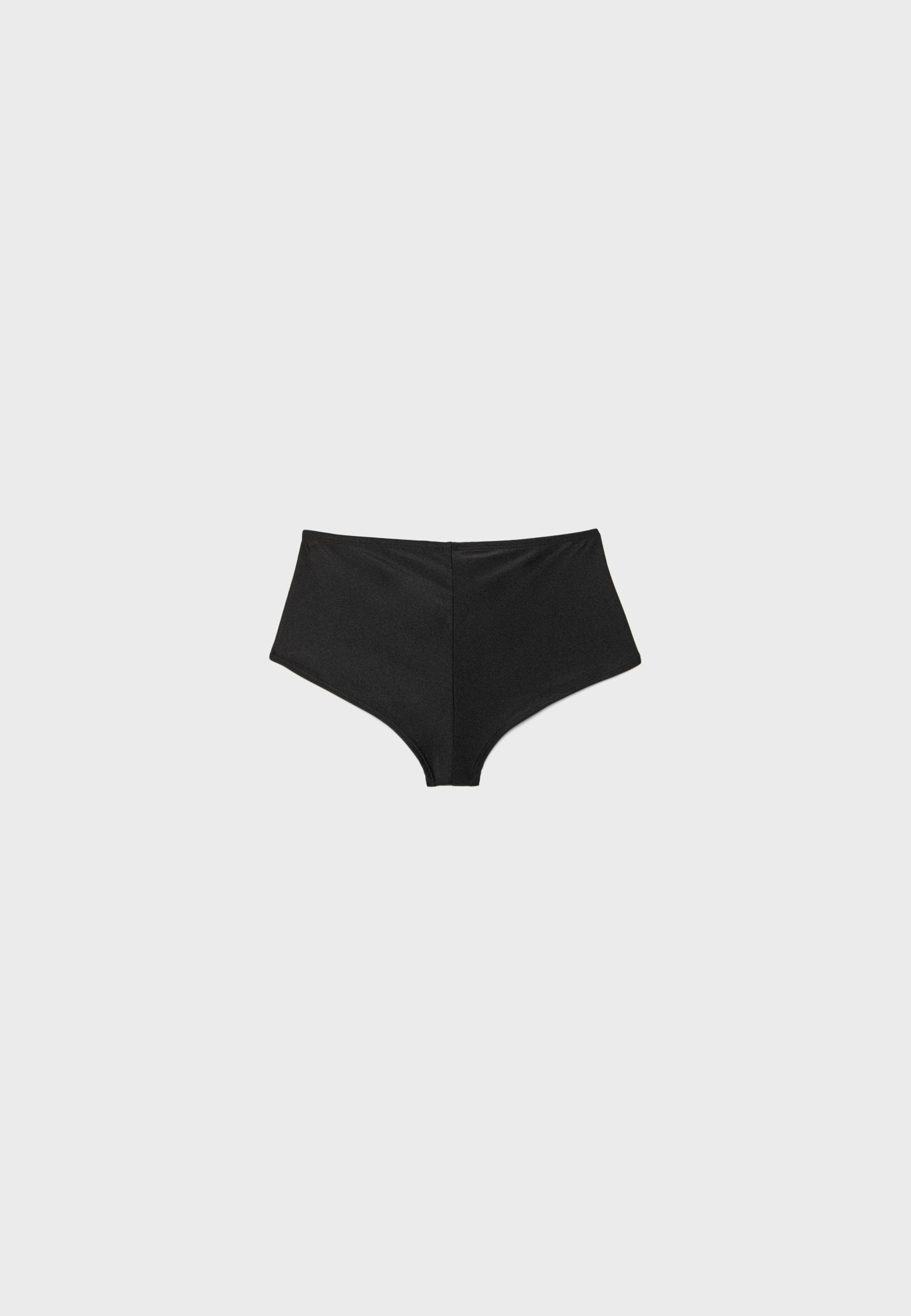 Embroidered flower hotpant bikini bottoms — Black
