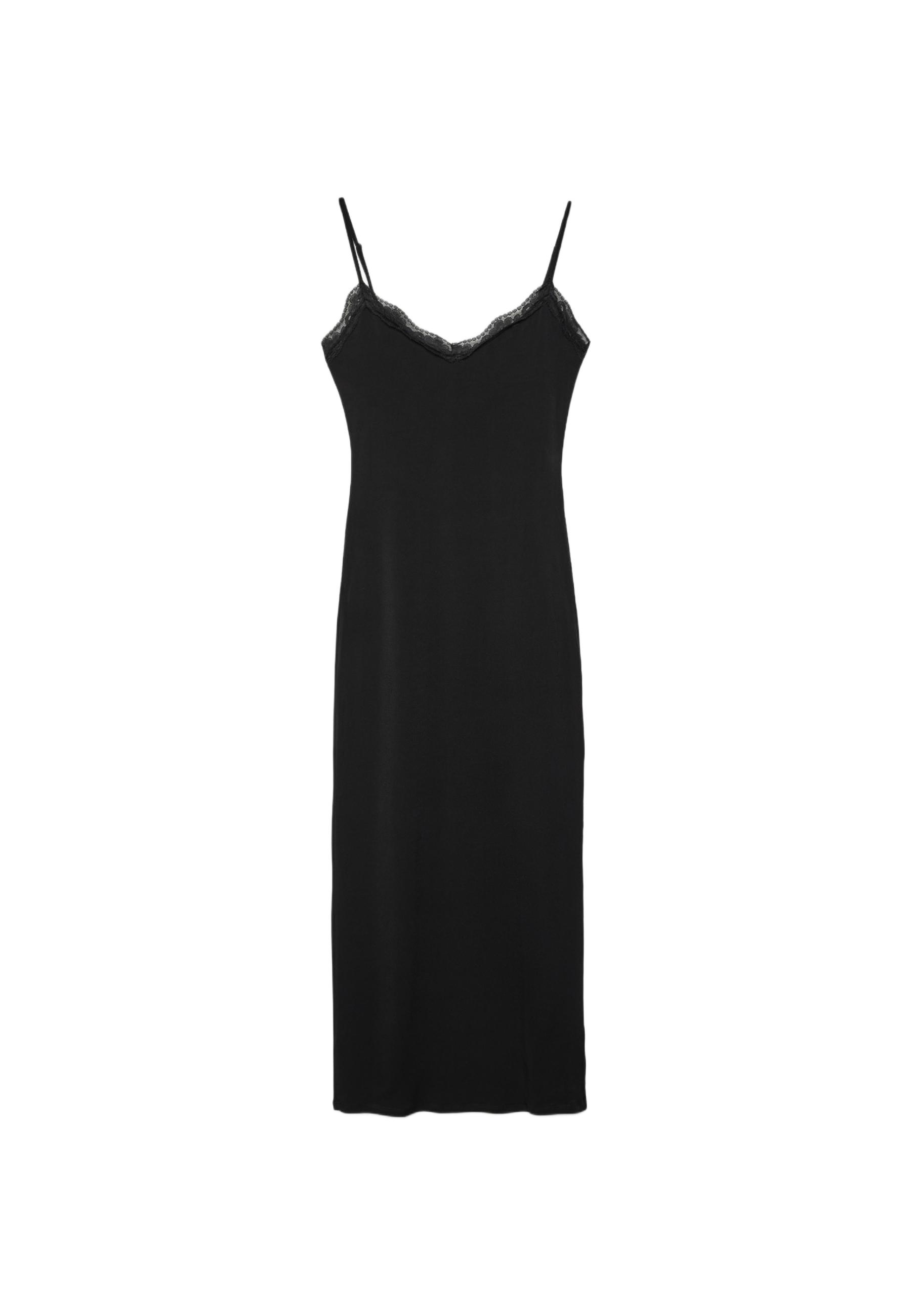 Long lace knit dress — Black