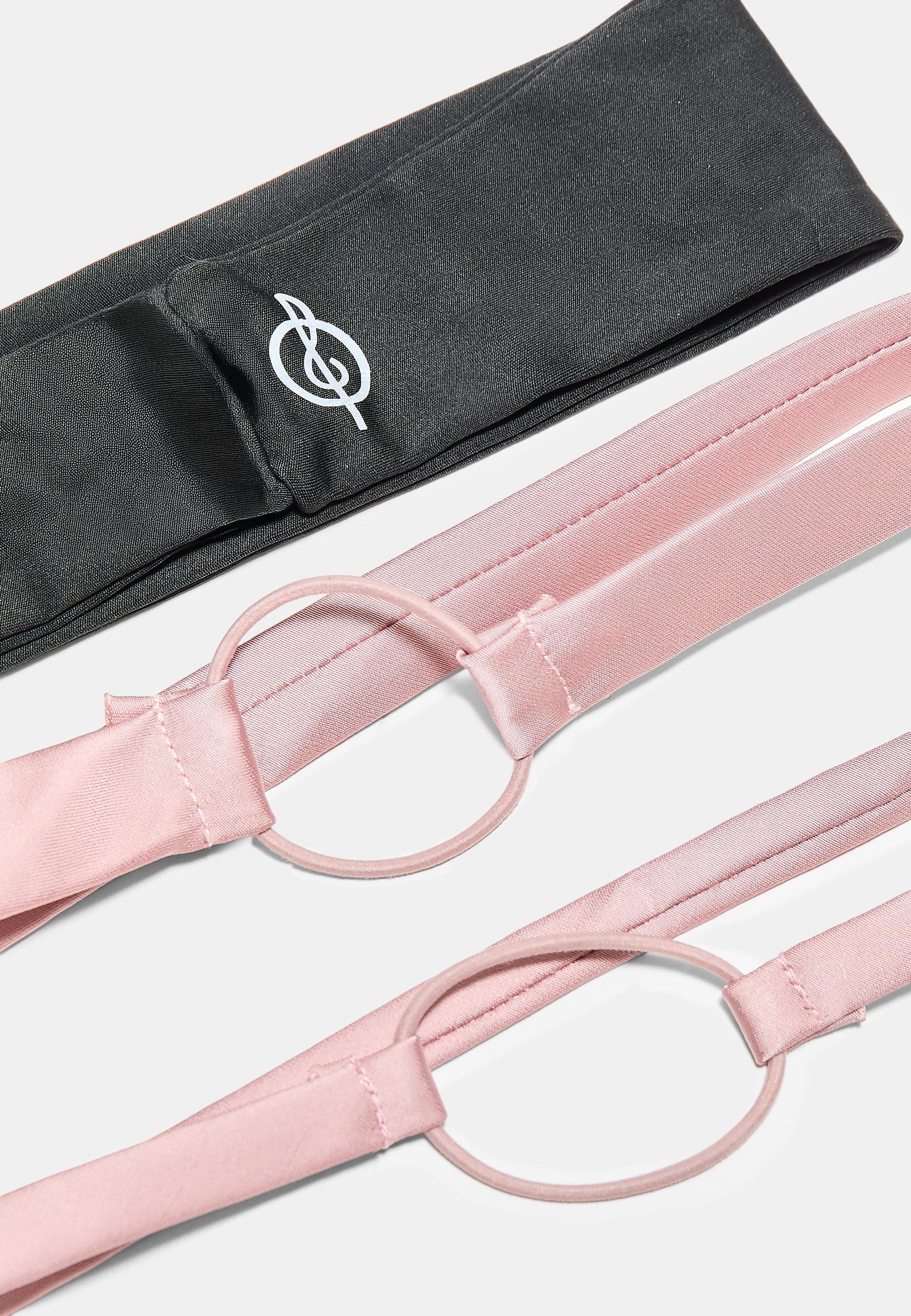Set of 3 elasticated sports fur headbands — Pastel pink