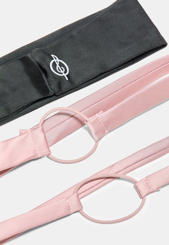 Stradivarius Set Of 3 Sporty Elasticated Fur Hair Bands Pastel Pink Os