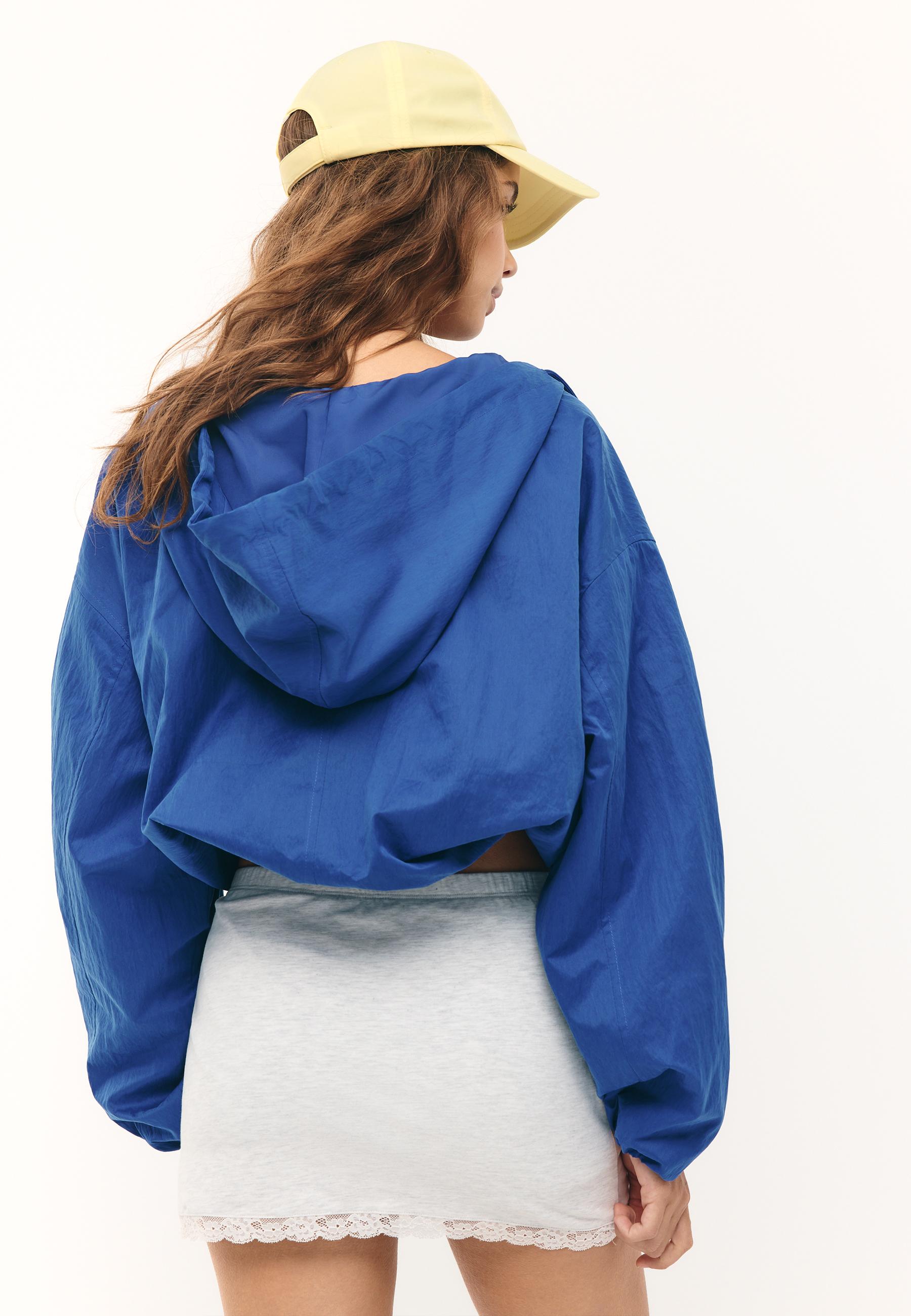 Nylon hooded jacket — Electric blue