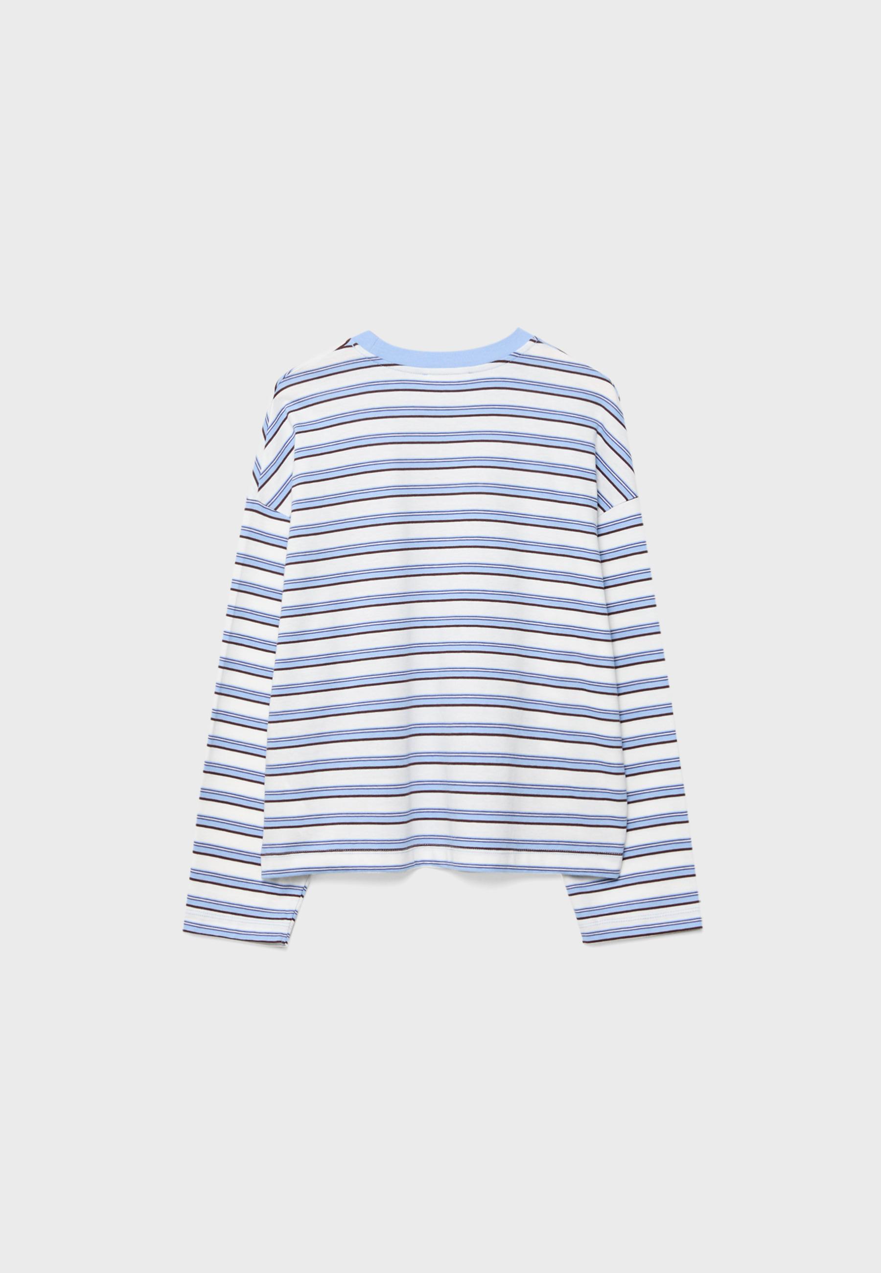 Oversize long sleeve striped T-shirt — Royal blue