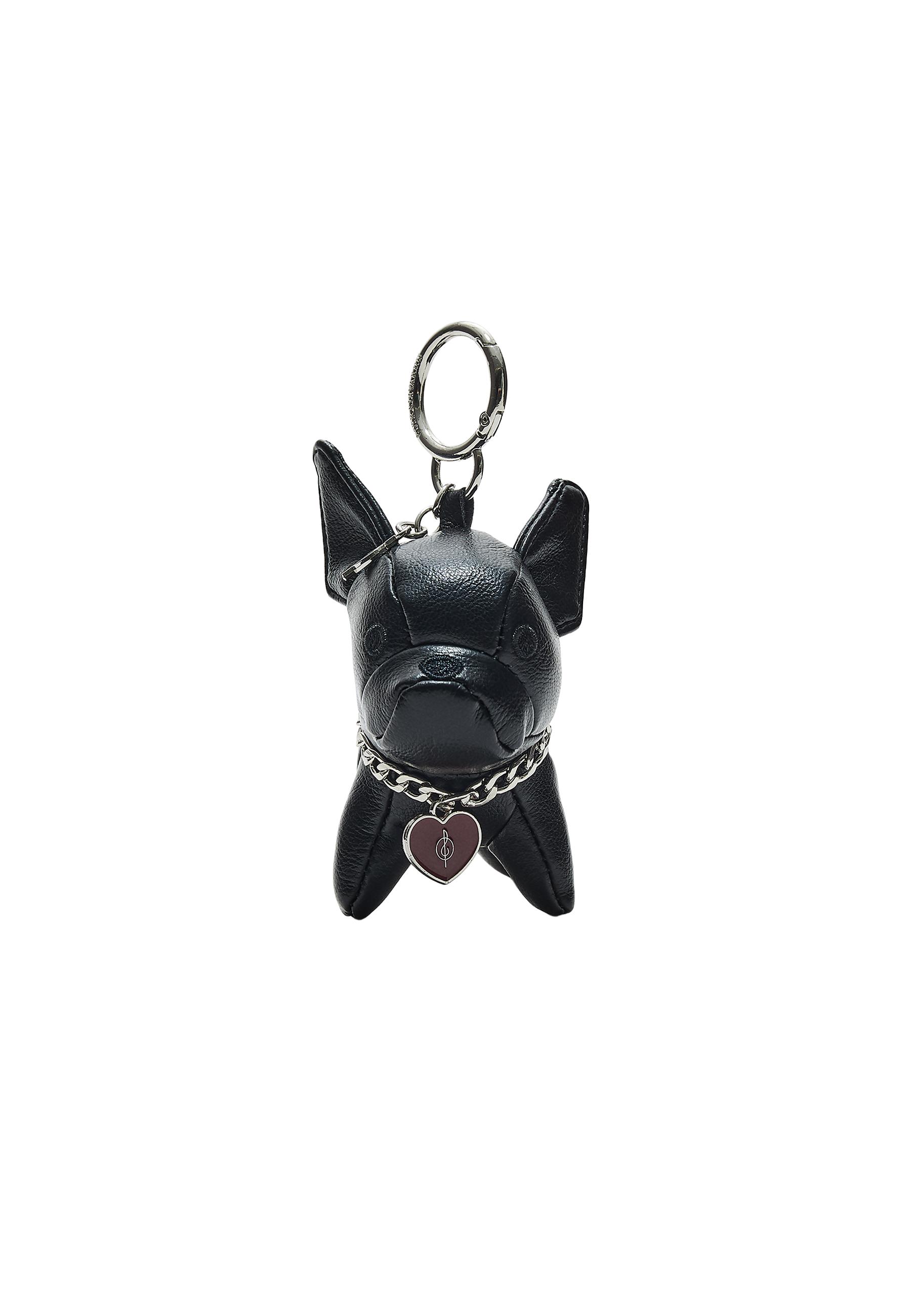 Dog charm keyring with a leather effect — Black