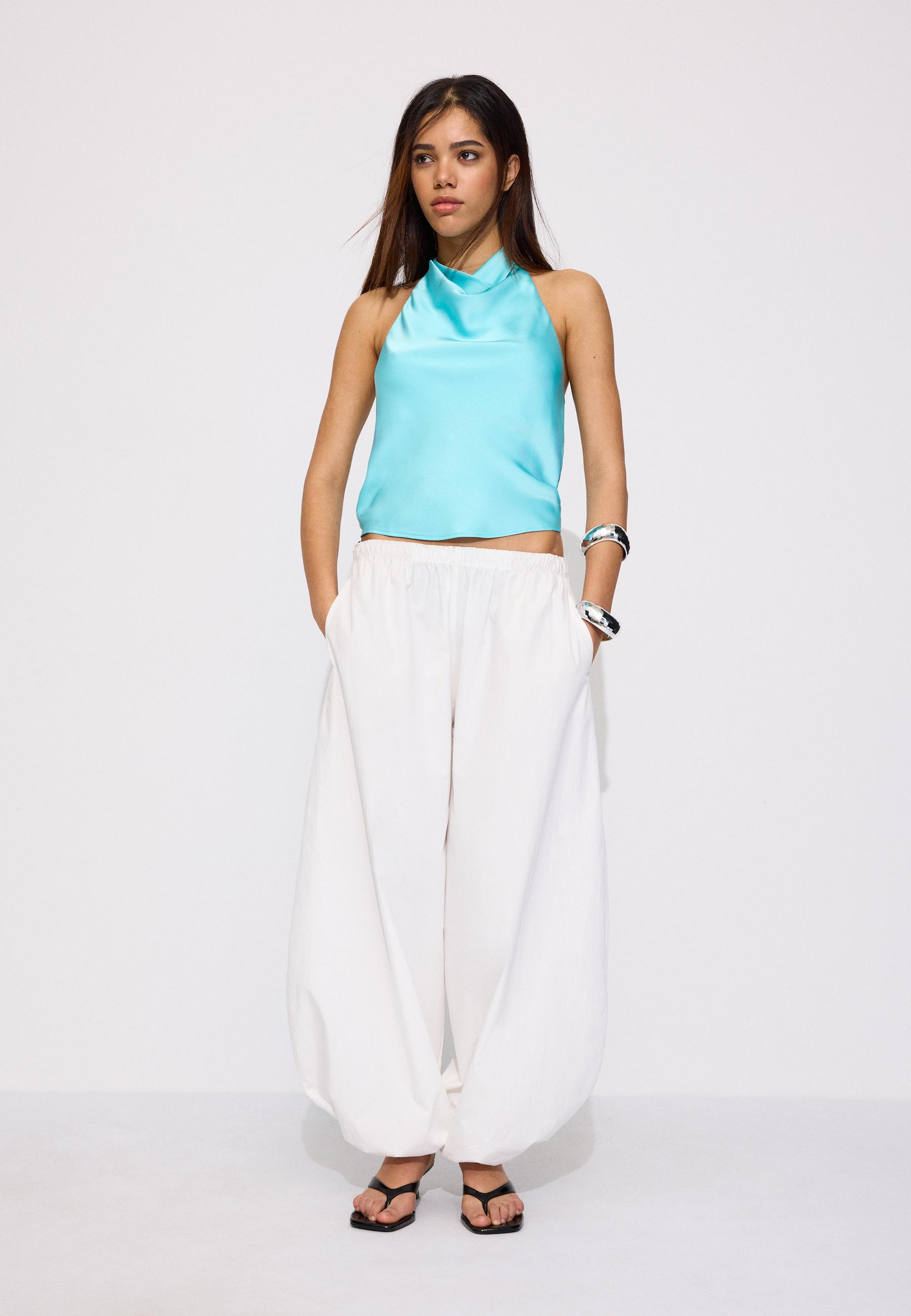 Saten halter top - Görsel 3