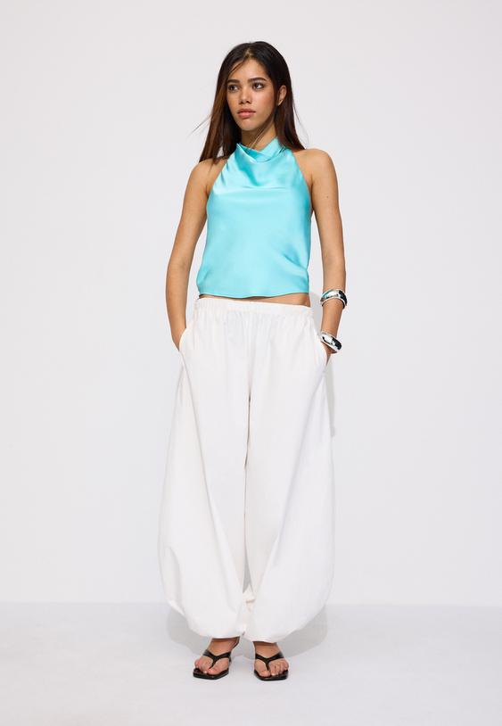 satin effect halter top
