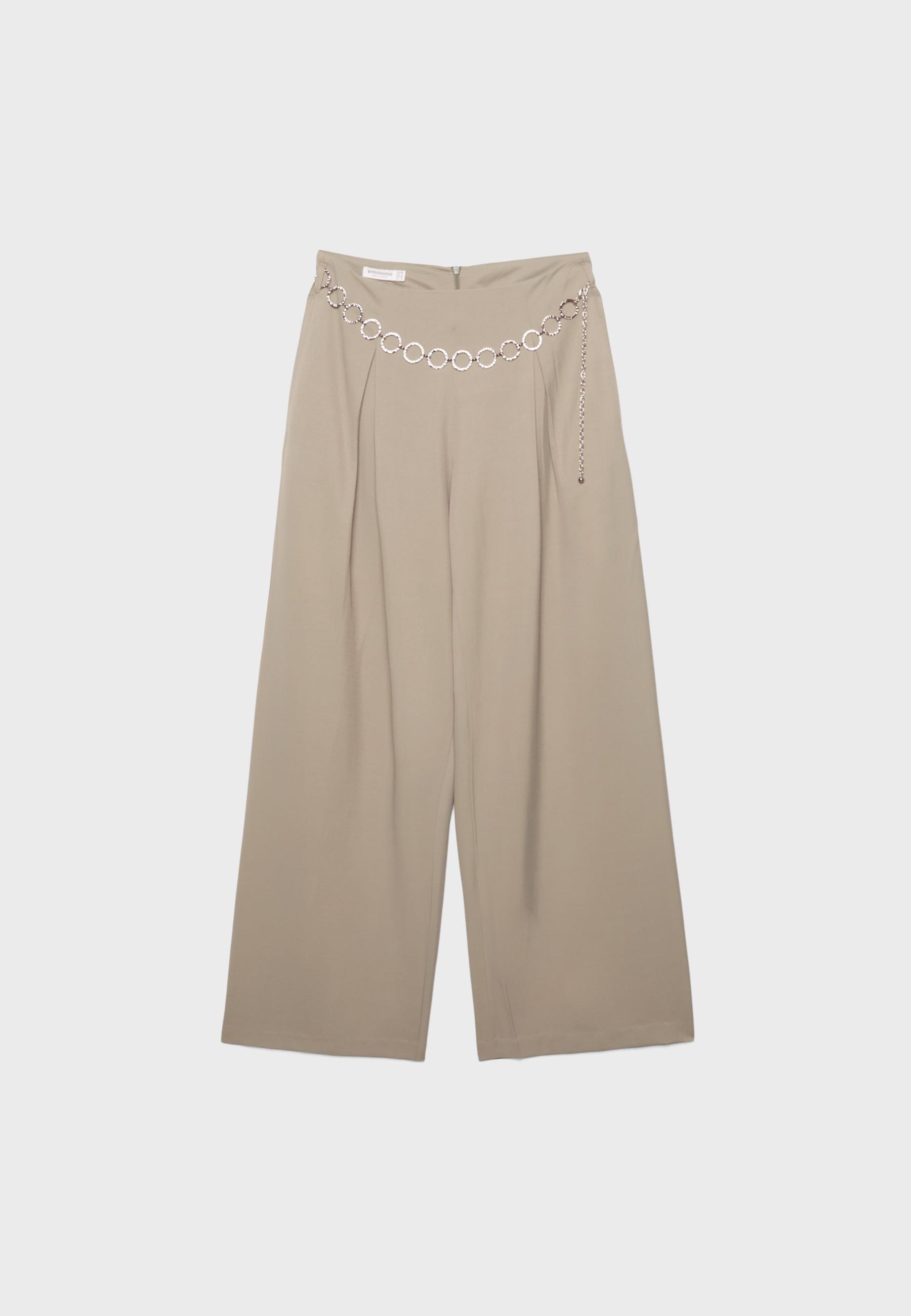 Lyocell darted trousers with chain