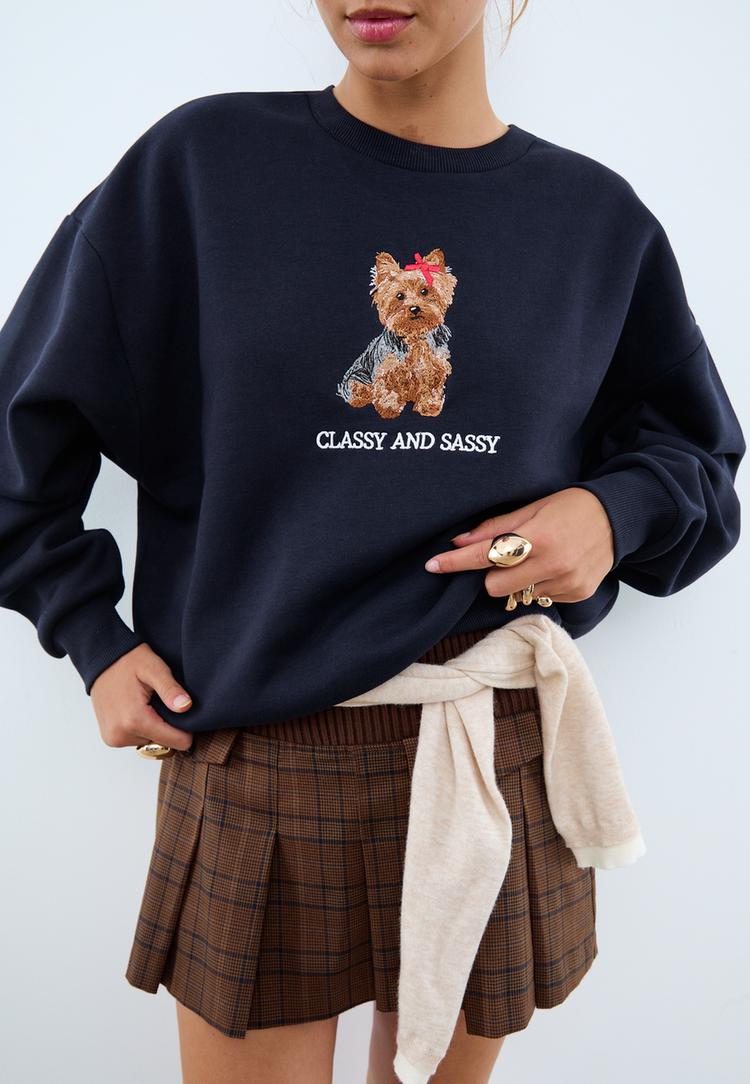 oslemeli kopek yavrulu sweatshirt