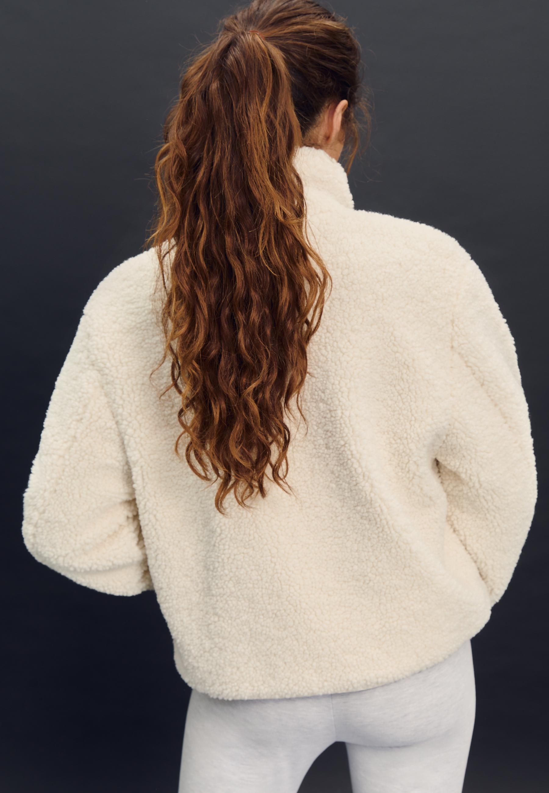 Zip-up faux shearling lined jacket — Vanilla