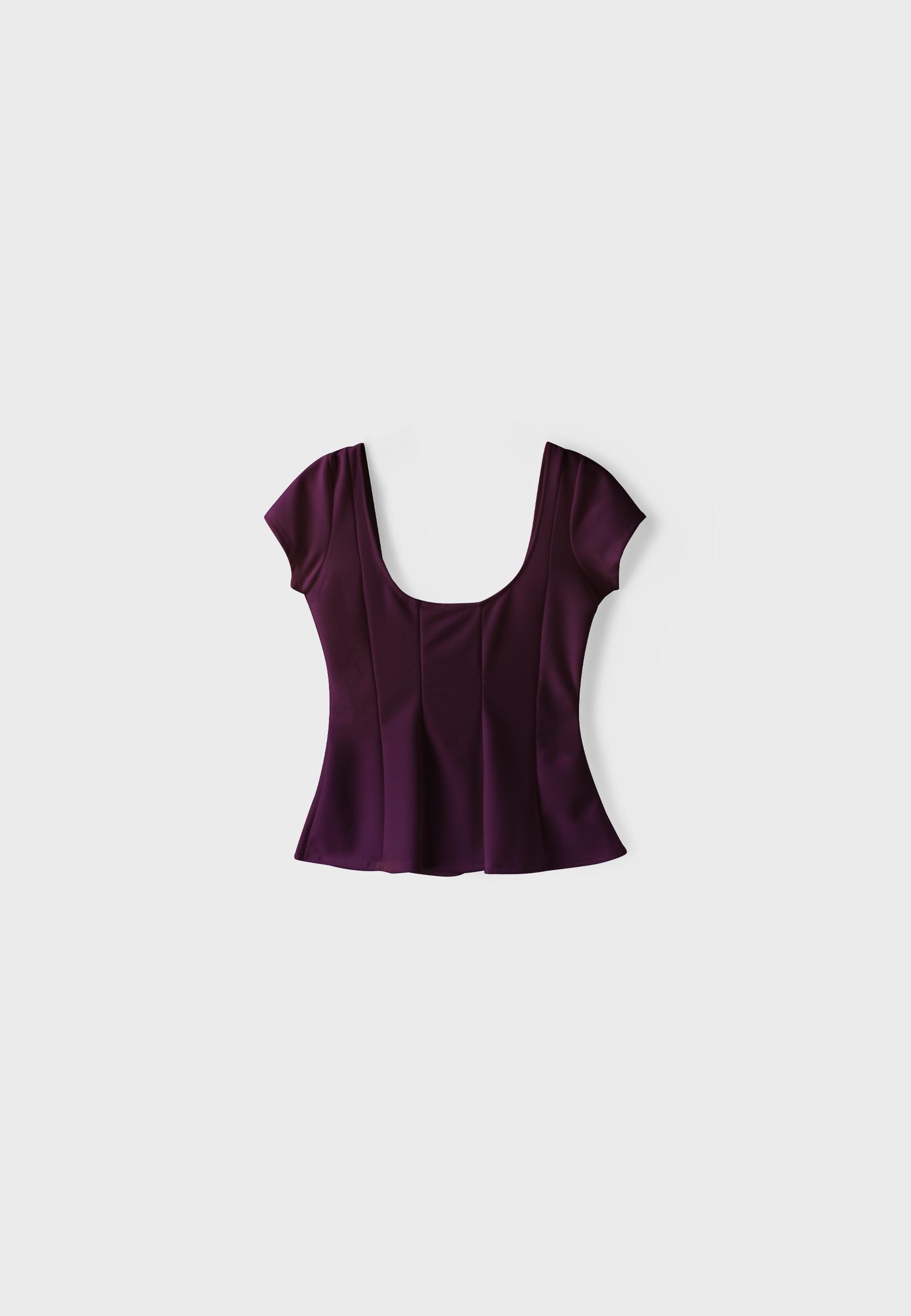 Peplum mini sleeve top — Purple