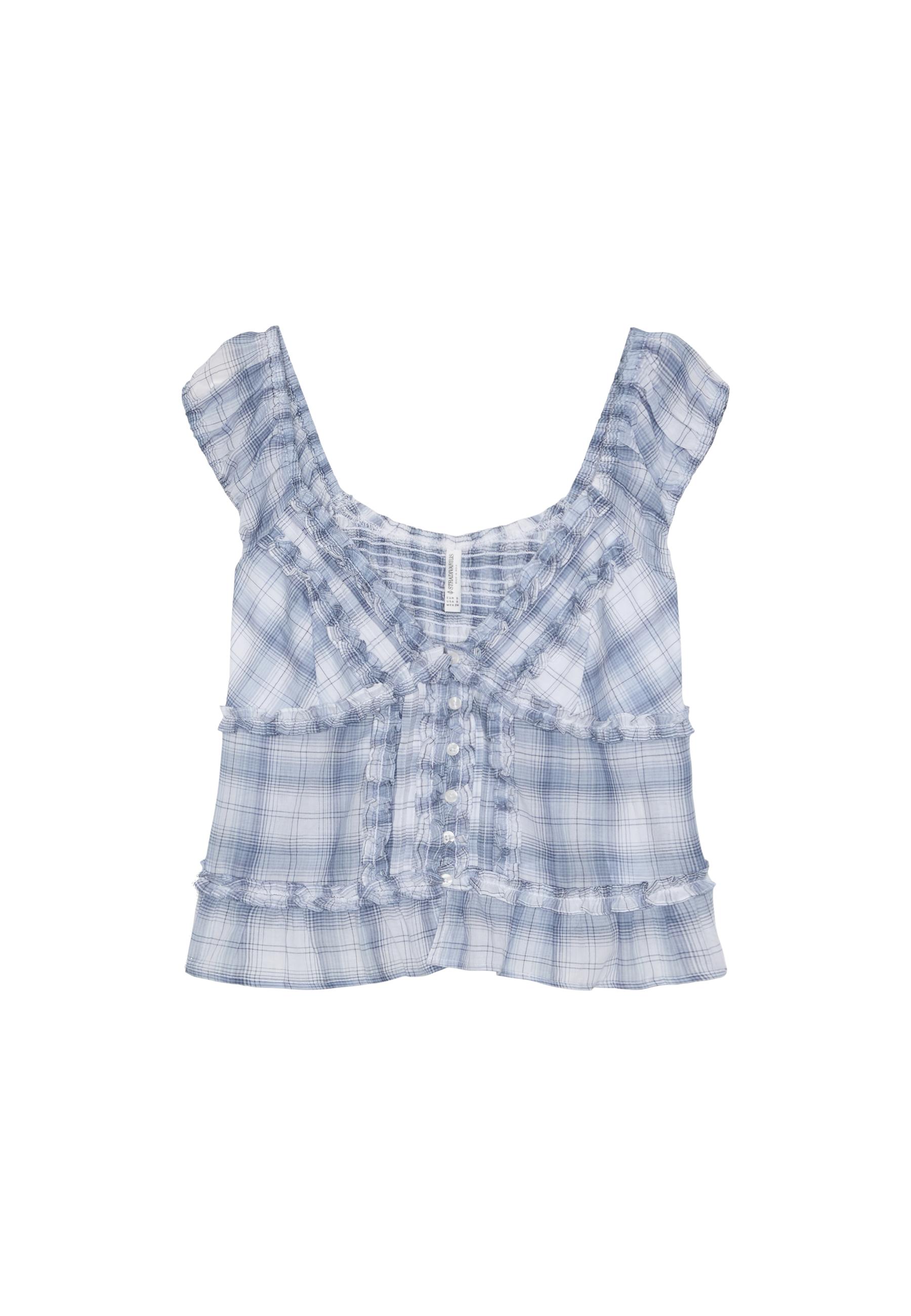 Flowing button top — Sky blue