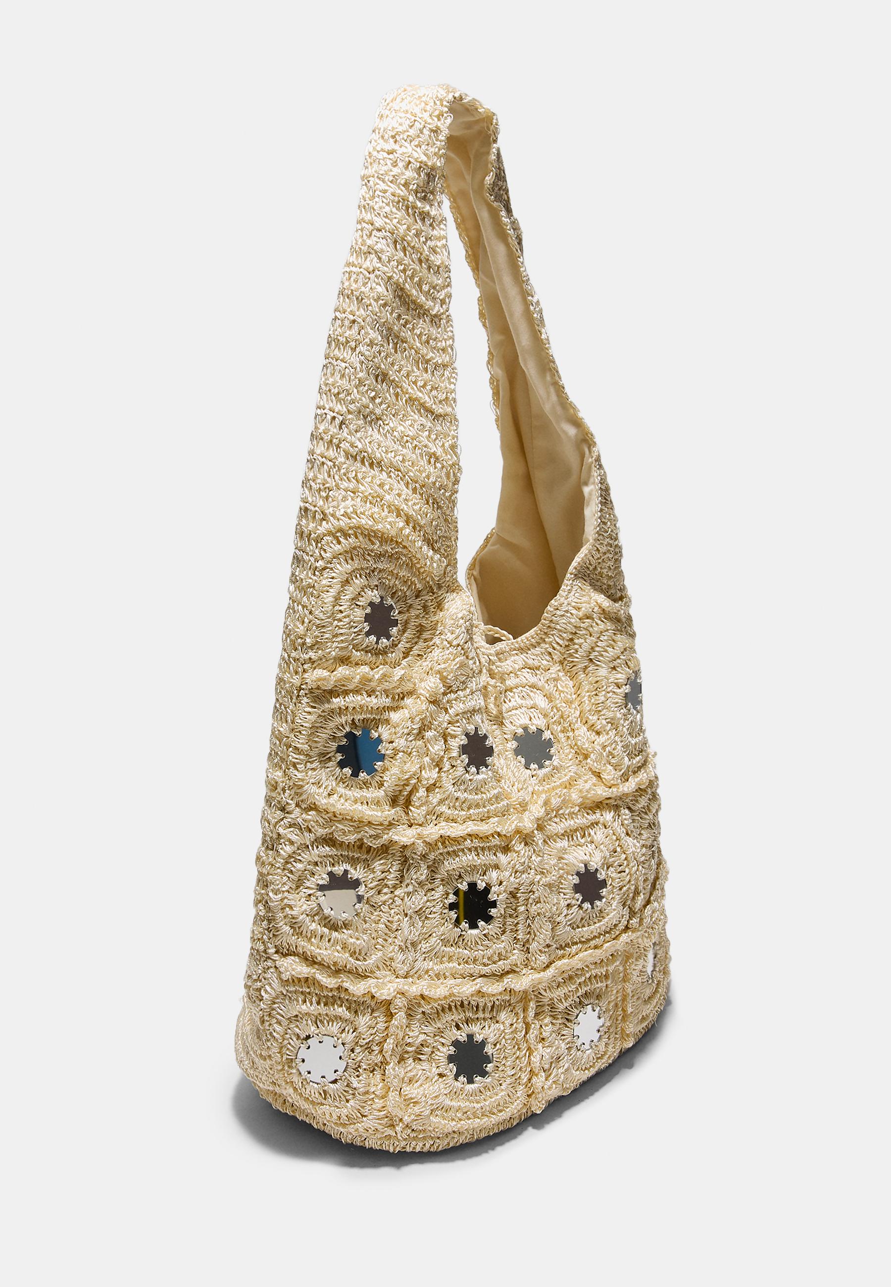 Large mirrored shoulder bag — Ecru