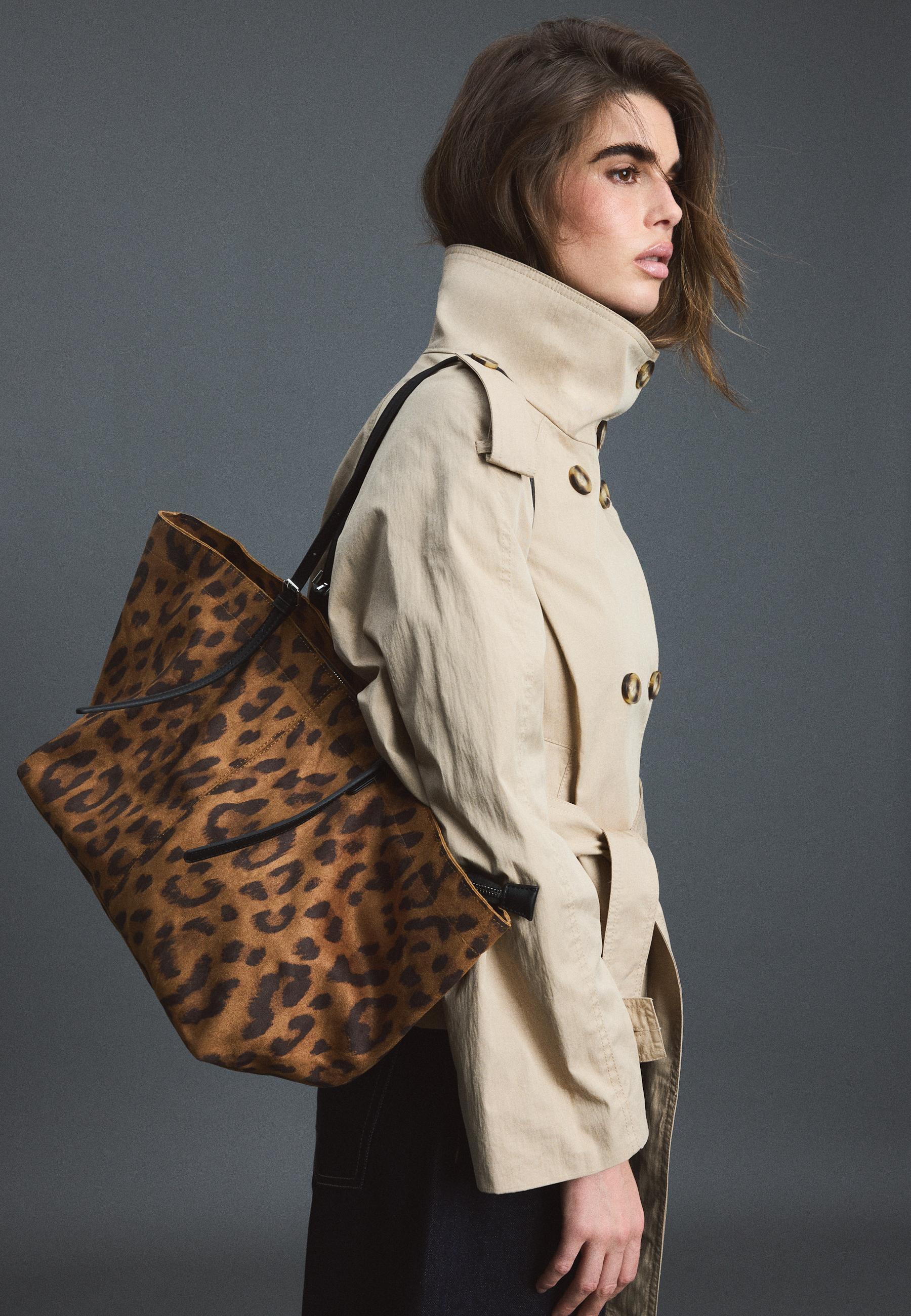 Stradivarius Τσάντα Shopper Animal Print Καφέ Os
