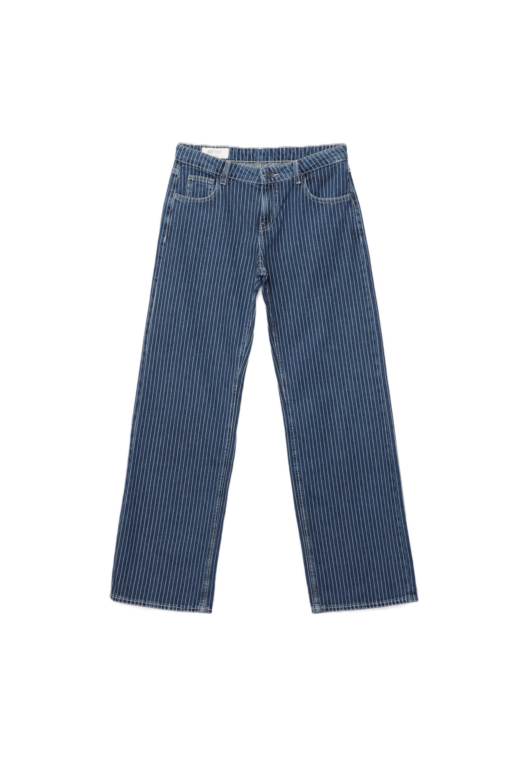 Mid-waist striped baggy jeans — MEDIUM LIGHT BLUE DENIM