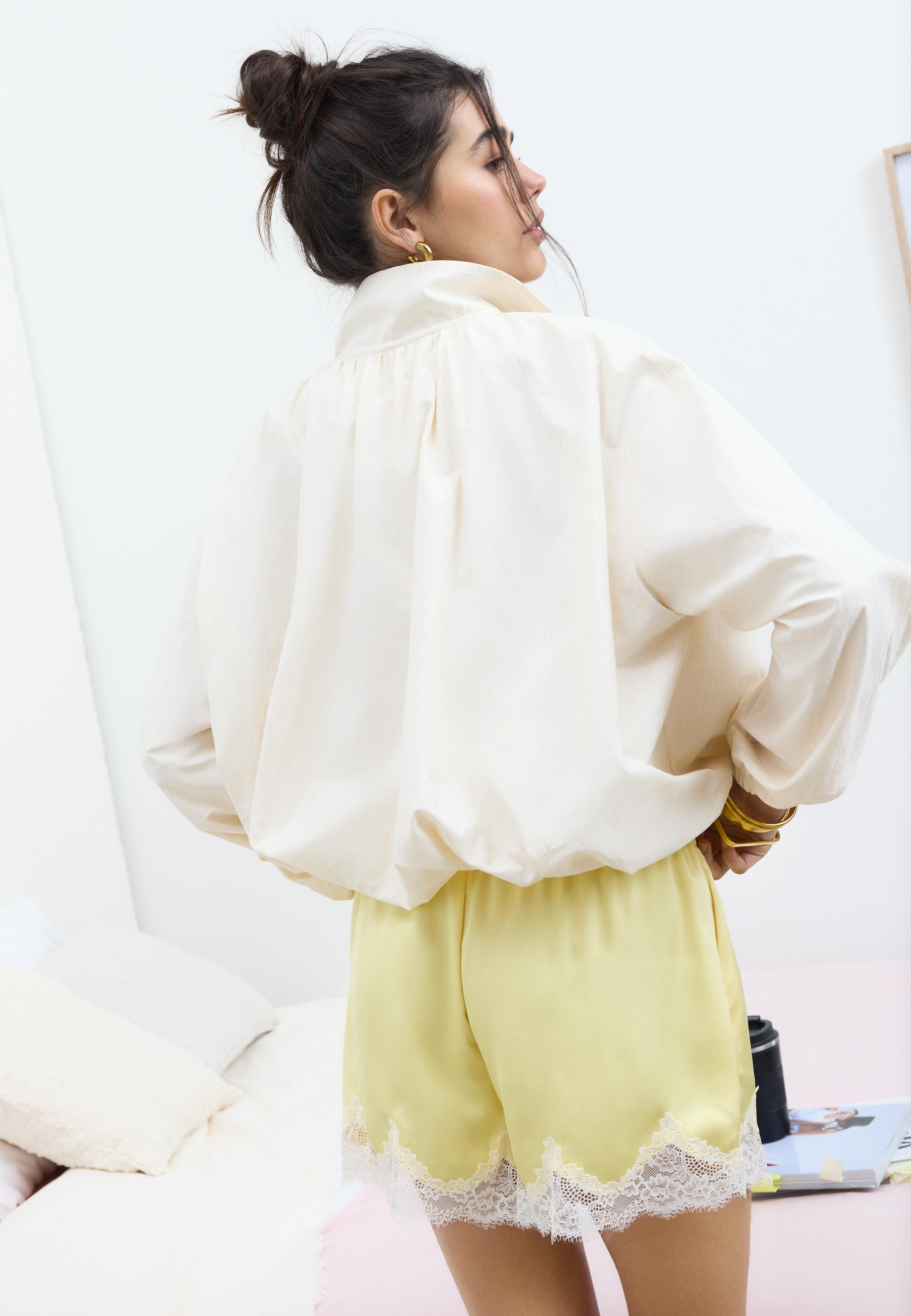 Technical high neck jacket — Ecru