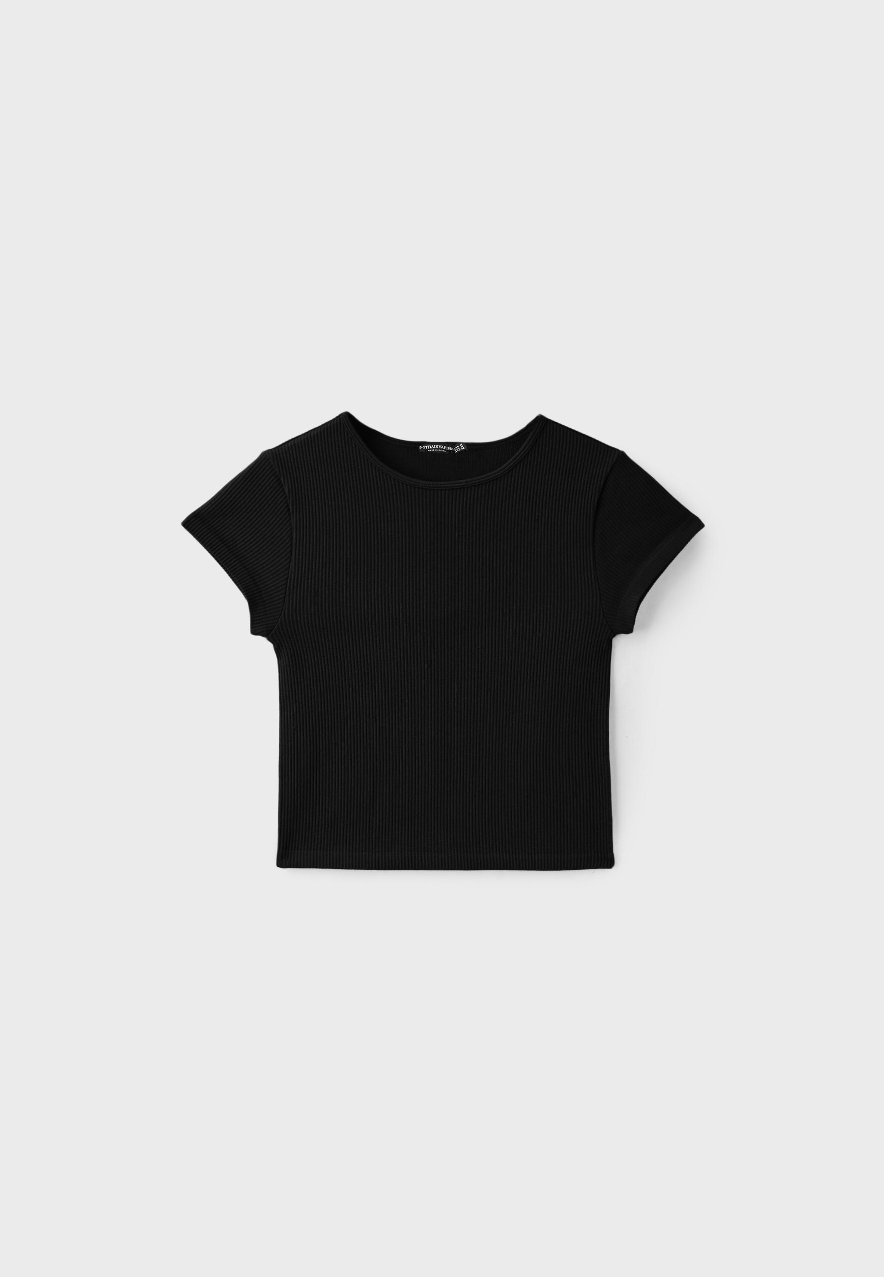 Seamless cropped T-shirt — Black